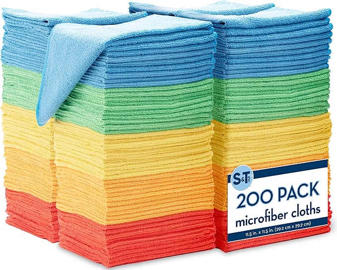 150 Pack Microfiber Cleaning Cloth, Bulk Towels for Home, Reusable Microfiber Towels