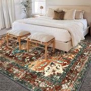 8x10 Large Area Rug, Non-Slip Washable Boho Vintage Living Room Bedroom Rug