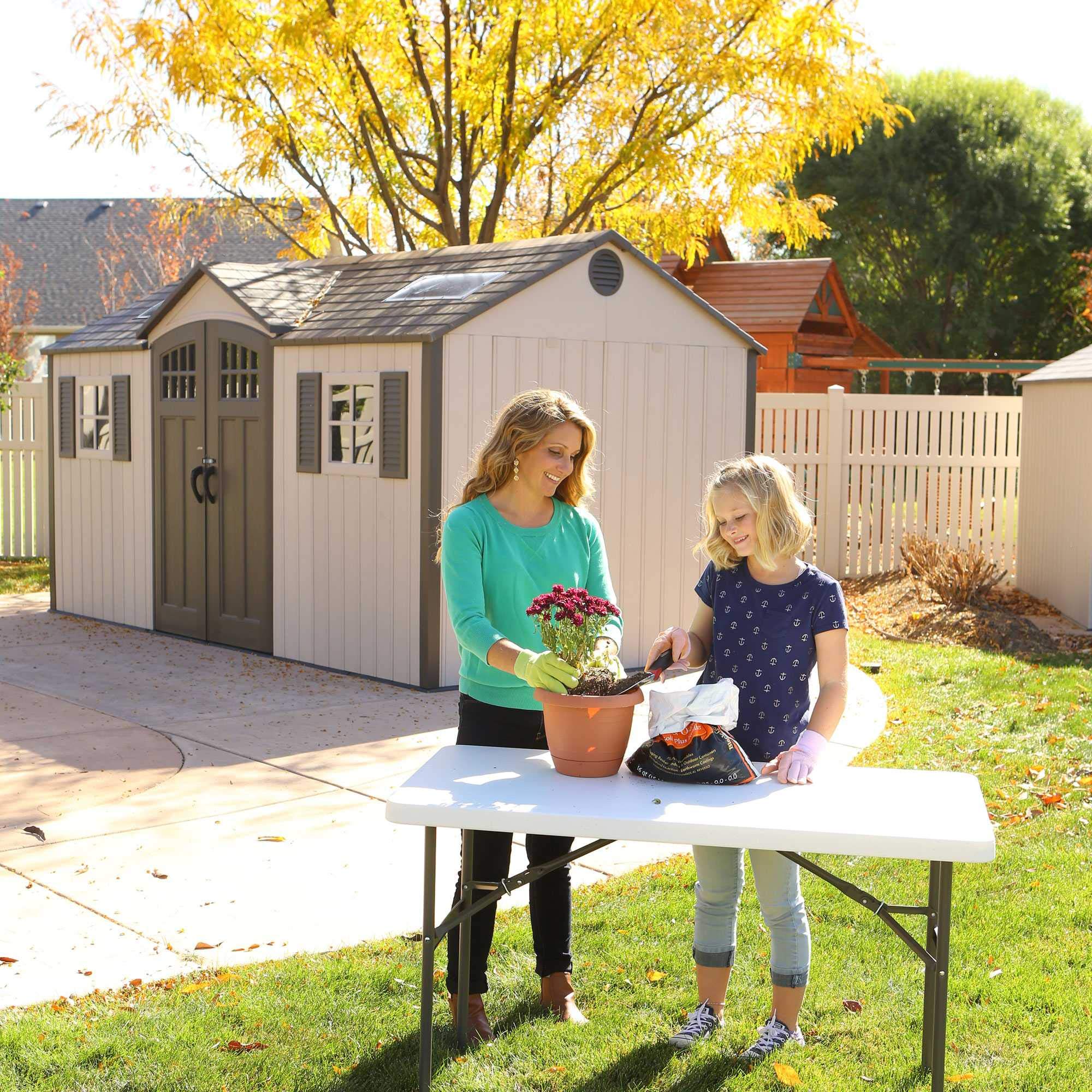 60138 Outdoor Storage Shed, Desert Sand, 15 x 8 Feet