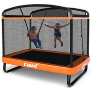 6FT Kids Trampoline with Swing, ASTM Approved Rectangle Recreational Trampoline