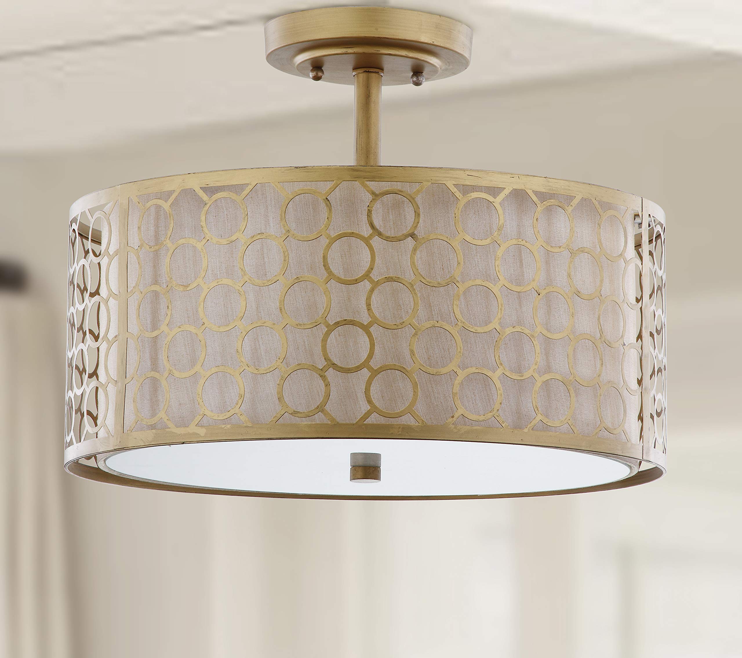 Collection Giotta Farmhouse Antique Gold 16-inch Diameter Semi Flush Mount
