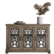 Sideboard Storage Cabinet, Wood Accent Buffet Cabinet with 3 Doors & Adjustable Shelves