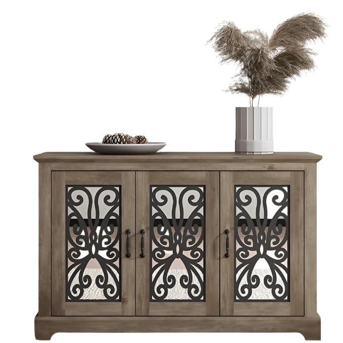 Sideboard Storage Cabinet, Wood Accent Buffet Cabinet with 3 Doors & Adjustable Shelves