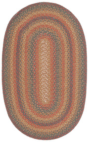 Braided Collection Area Rug - 4' x 6' Oval, Green & Rust