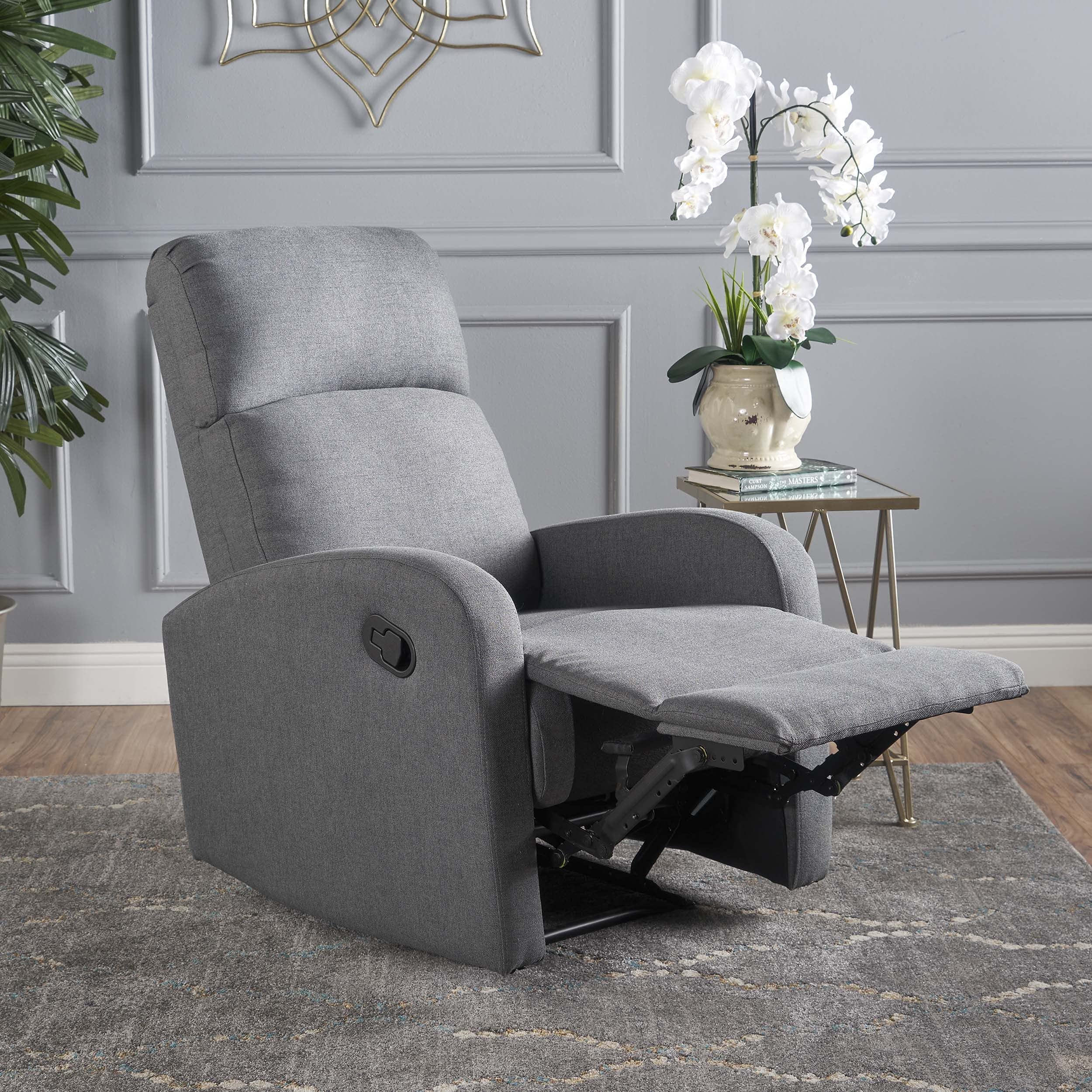 Gaius Classic Fabric Recliner, Charcoal / Black,living room