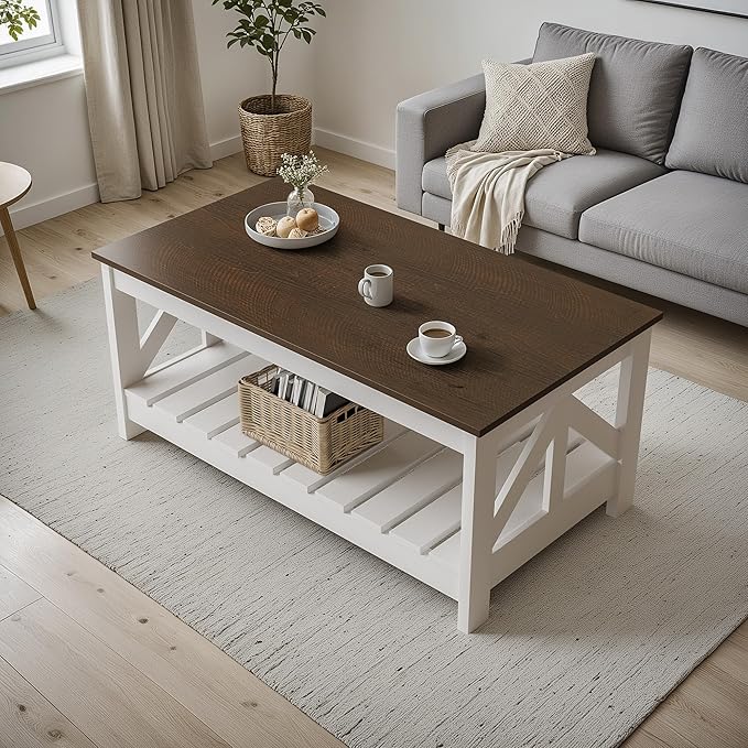 39" Farmhouse Coffee Table, Coffee Tables for Living Room