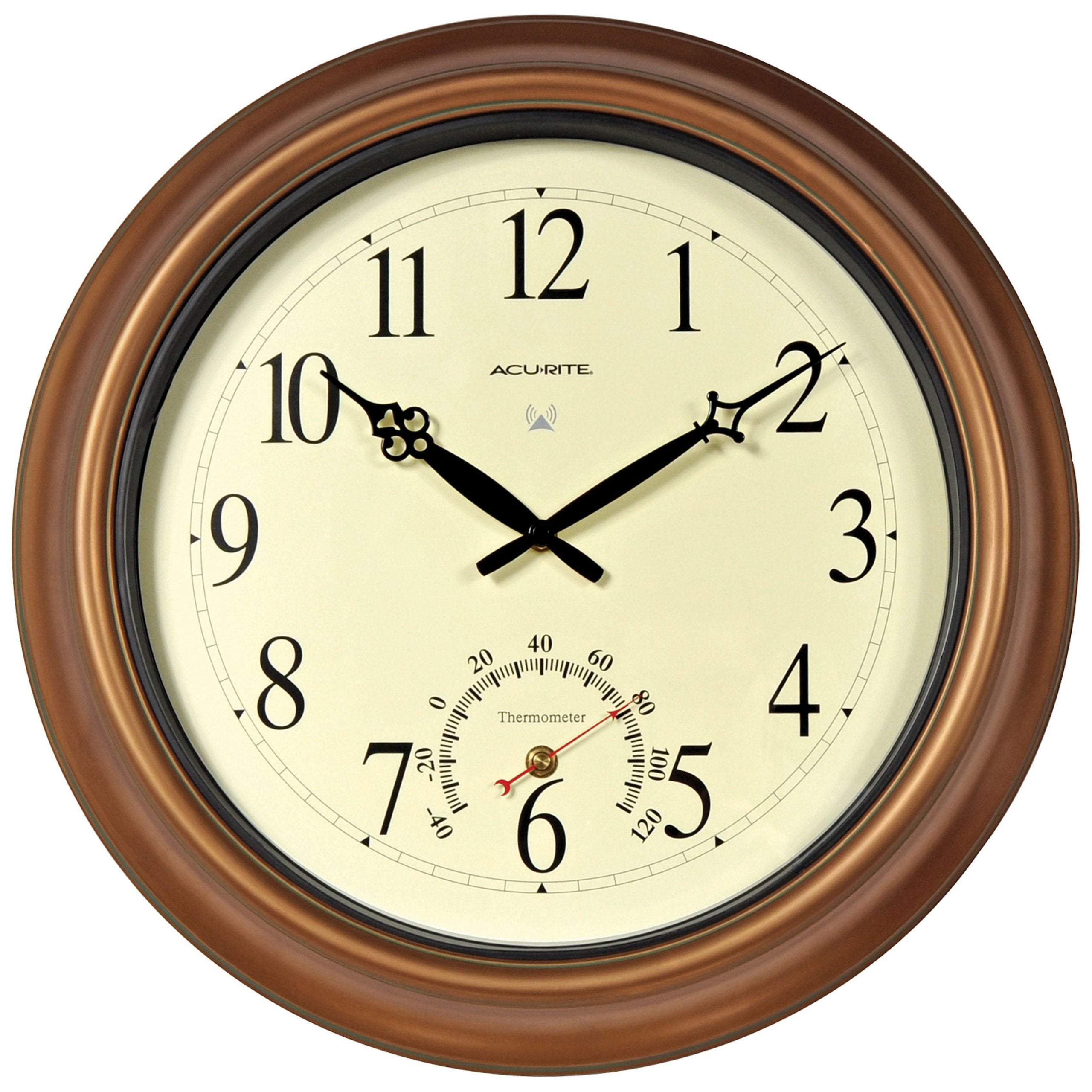 50314 18-Inch Metal Indoor/Outdoor Atomic Clock and Thermometer