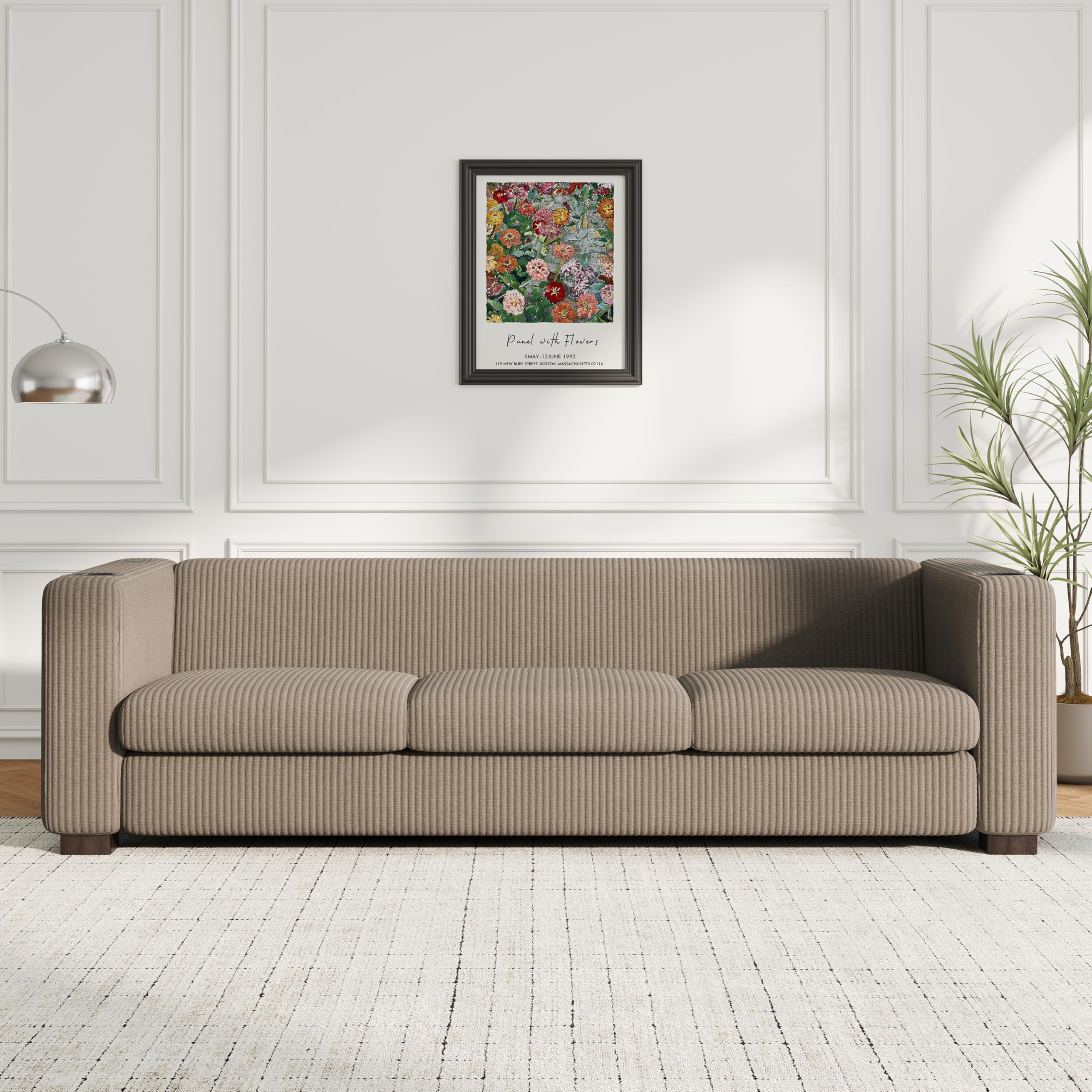 Vevia 80" Wide Upholstered Sofa, Reading Couch, Spacious Seating Armchair