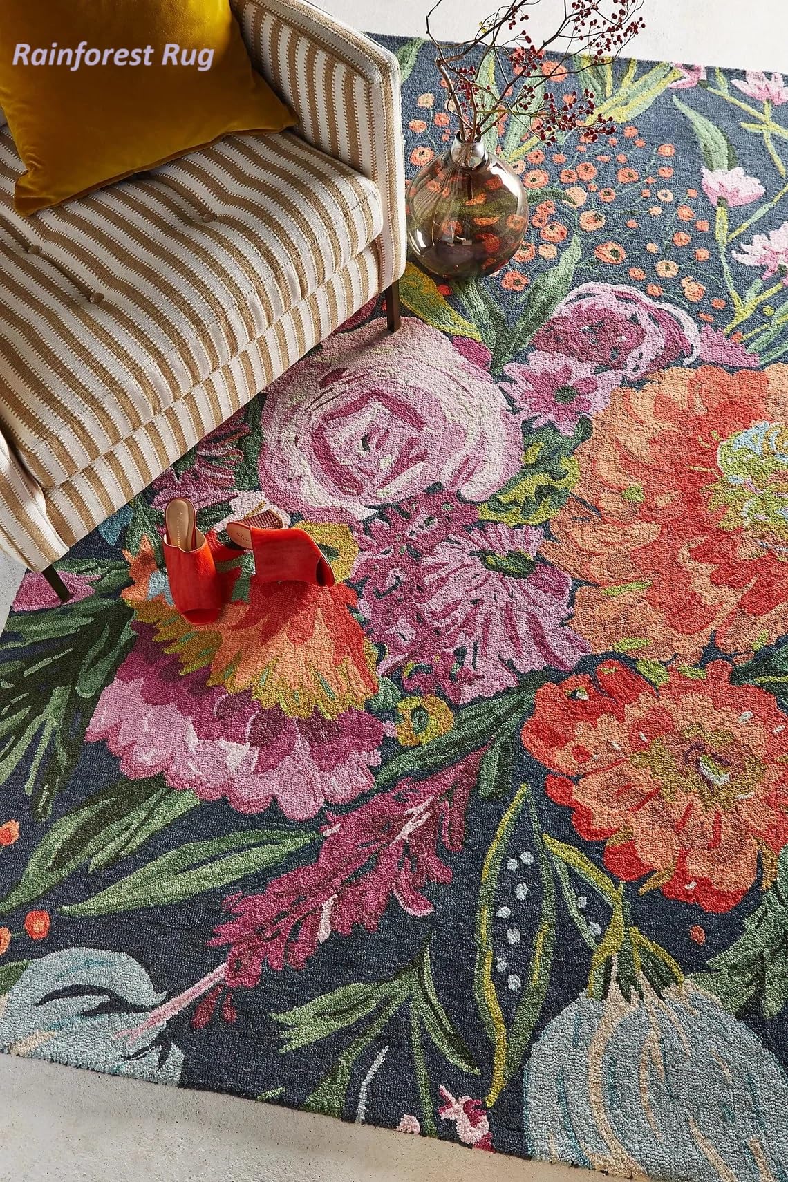 Handmade Floral Area Rug - Colorful Garden Design with Beautiful Flower Patterns