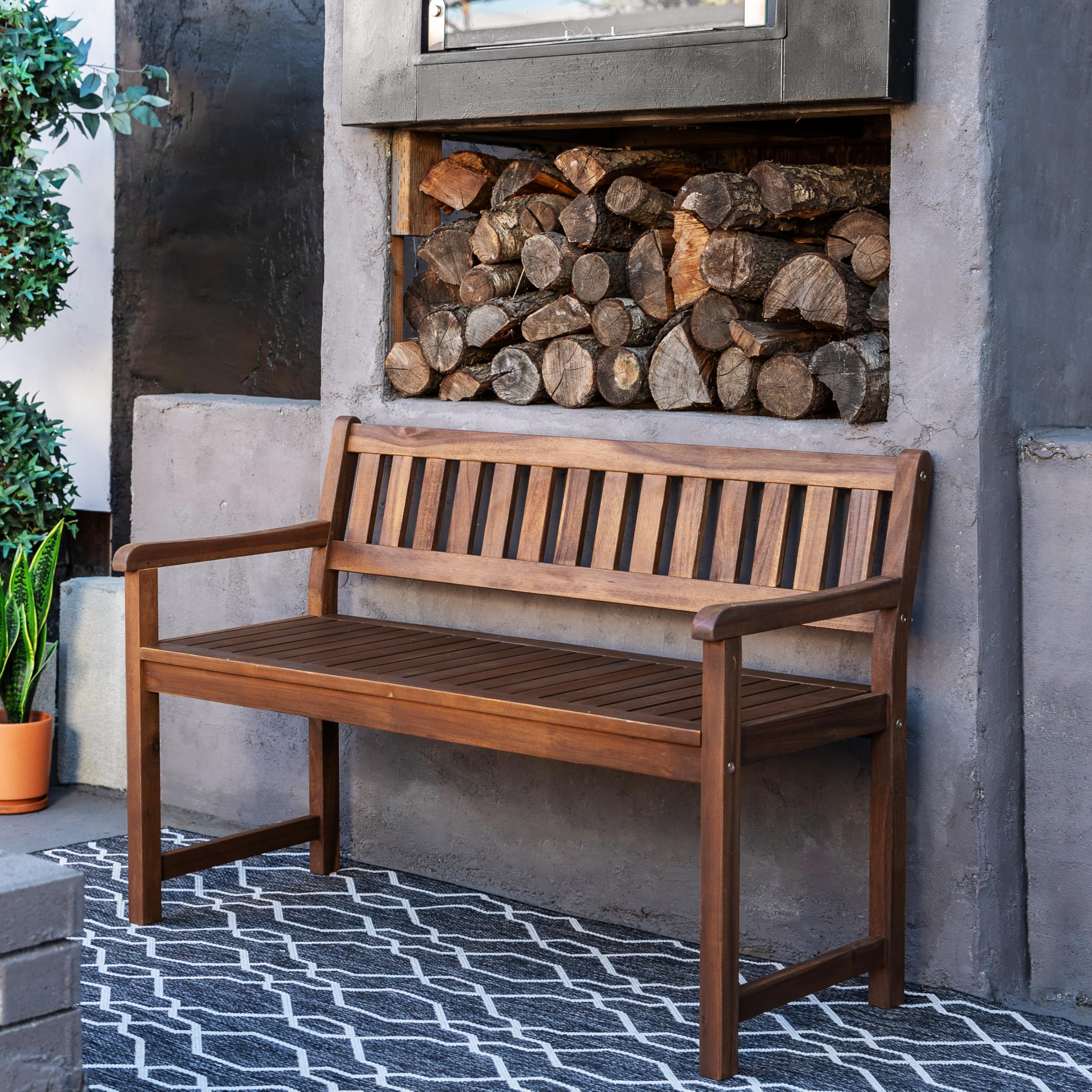 Acorn Chandler Finished Acacia Wood Outdoor Bench