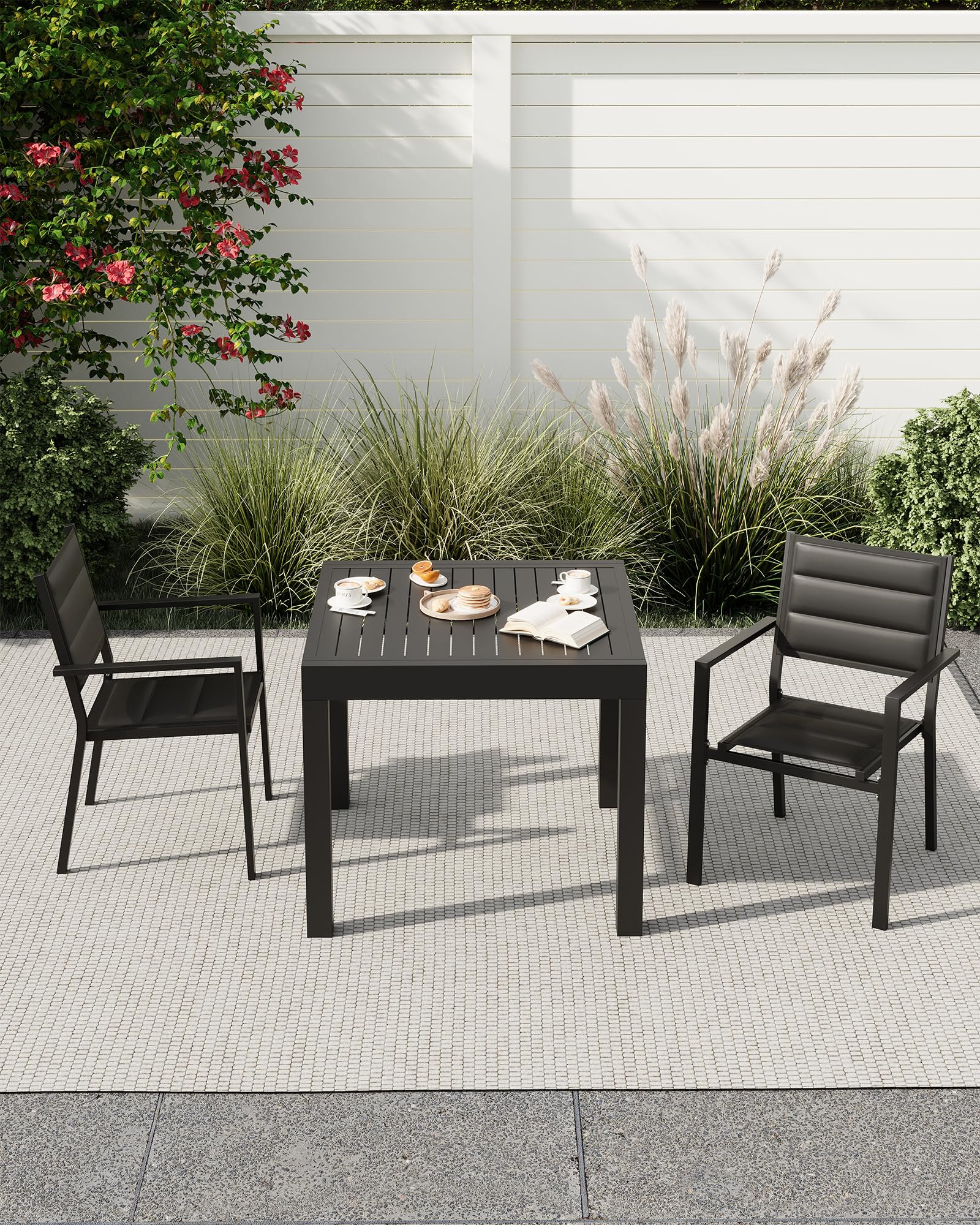Expandable Patio Table, Extendable Outdoor Dining Table Set for 4-6 Persons