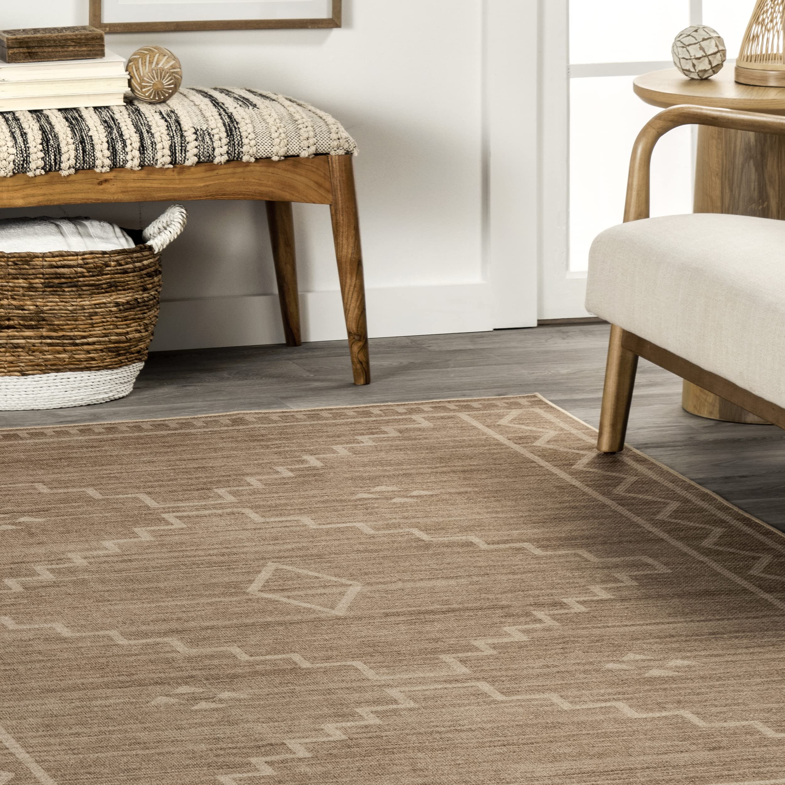 Velma Easy Jute Machine Washable Area Rug, 5x8, Natural