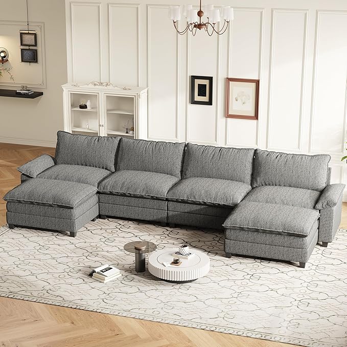 114 Inch Modular Couch Sectionals with Ottoman