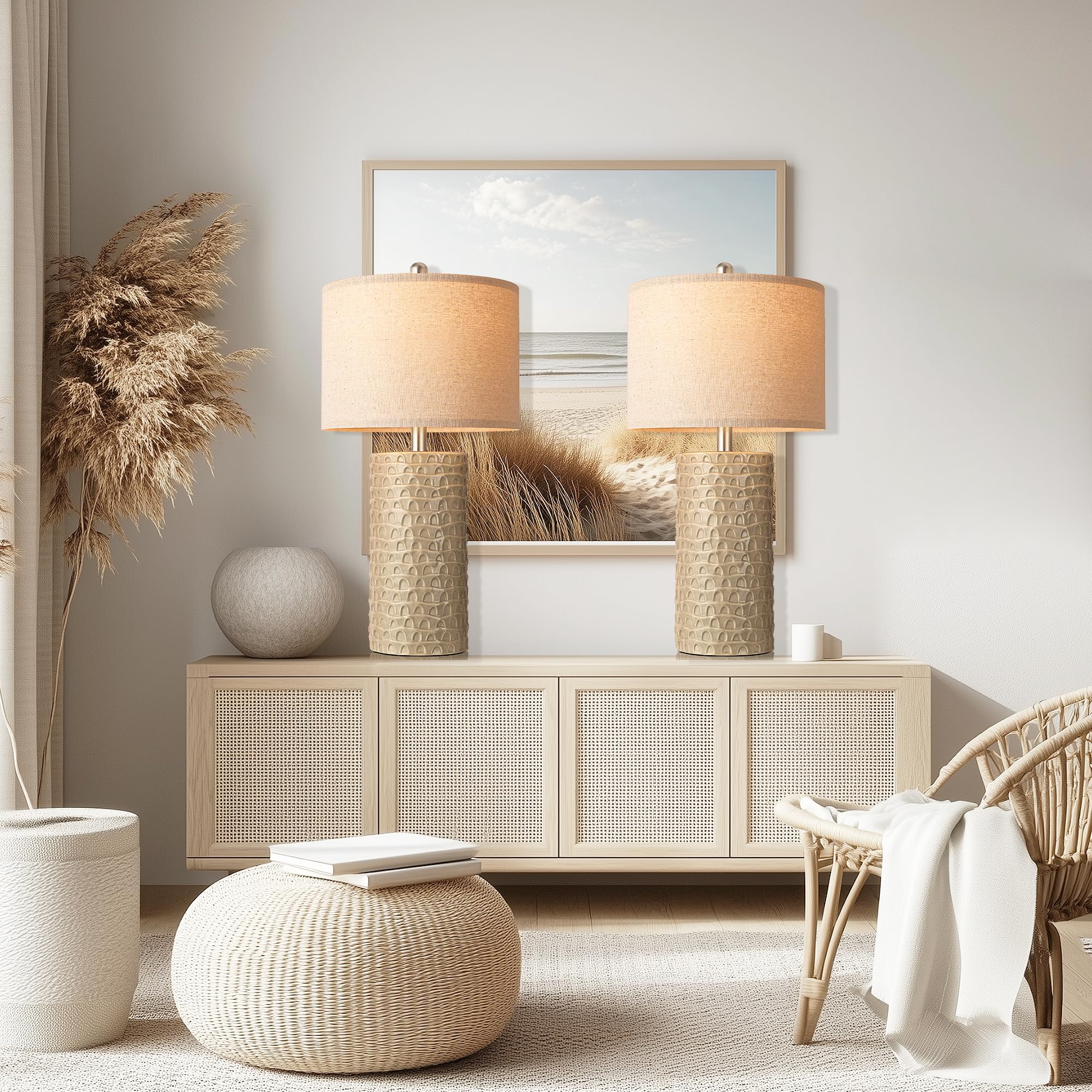 Modern Ceramic Table Lamp Set of 2, Table Lamps for Living Room