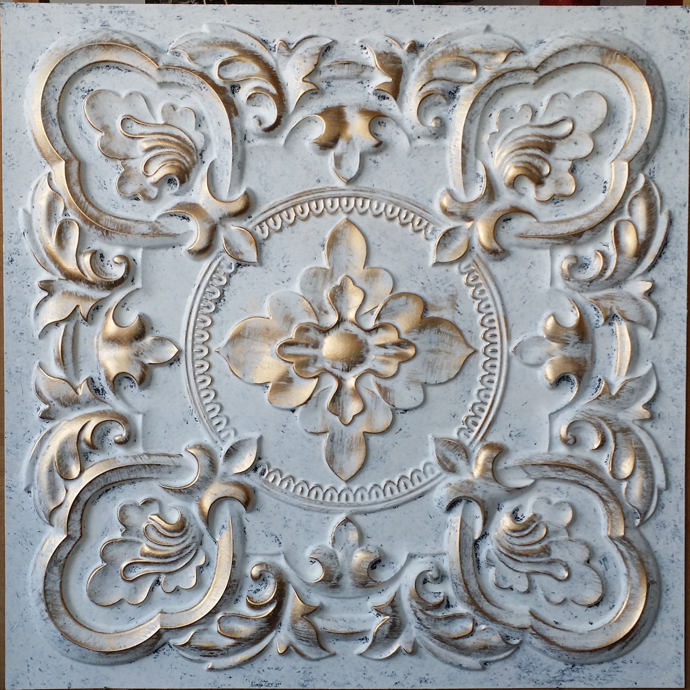 Ceiling Tile Faux tin Paint White Gold bar Decor Ceiling Panel PL30 Pack of 10pcs