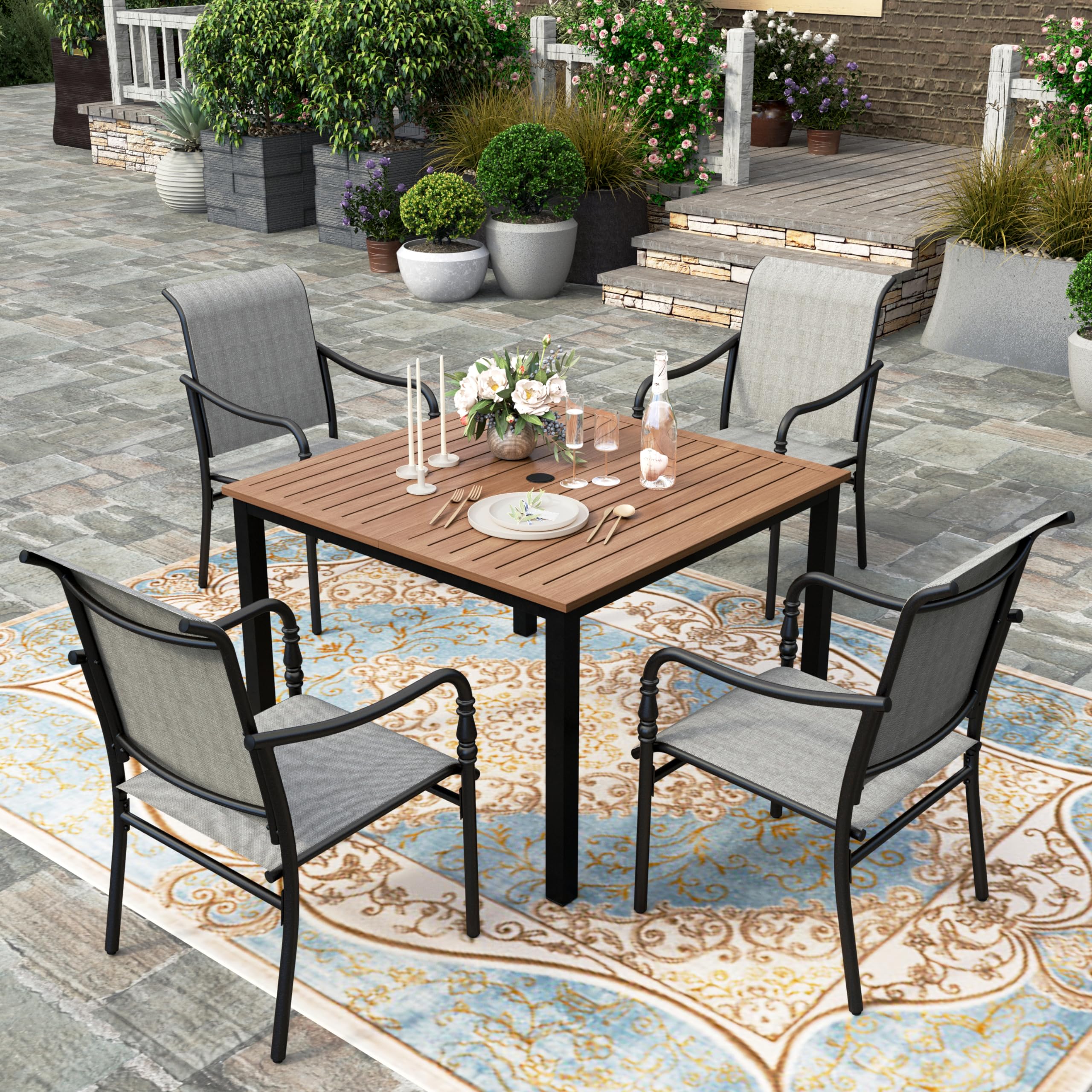 HERPatio Dining Chairs Set of 4,Outdoor Textilene Dining Chairs