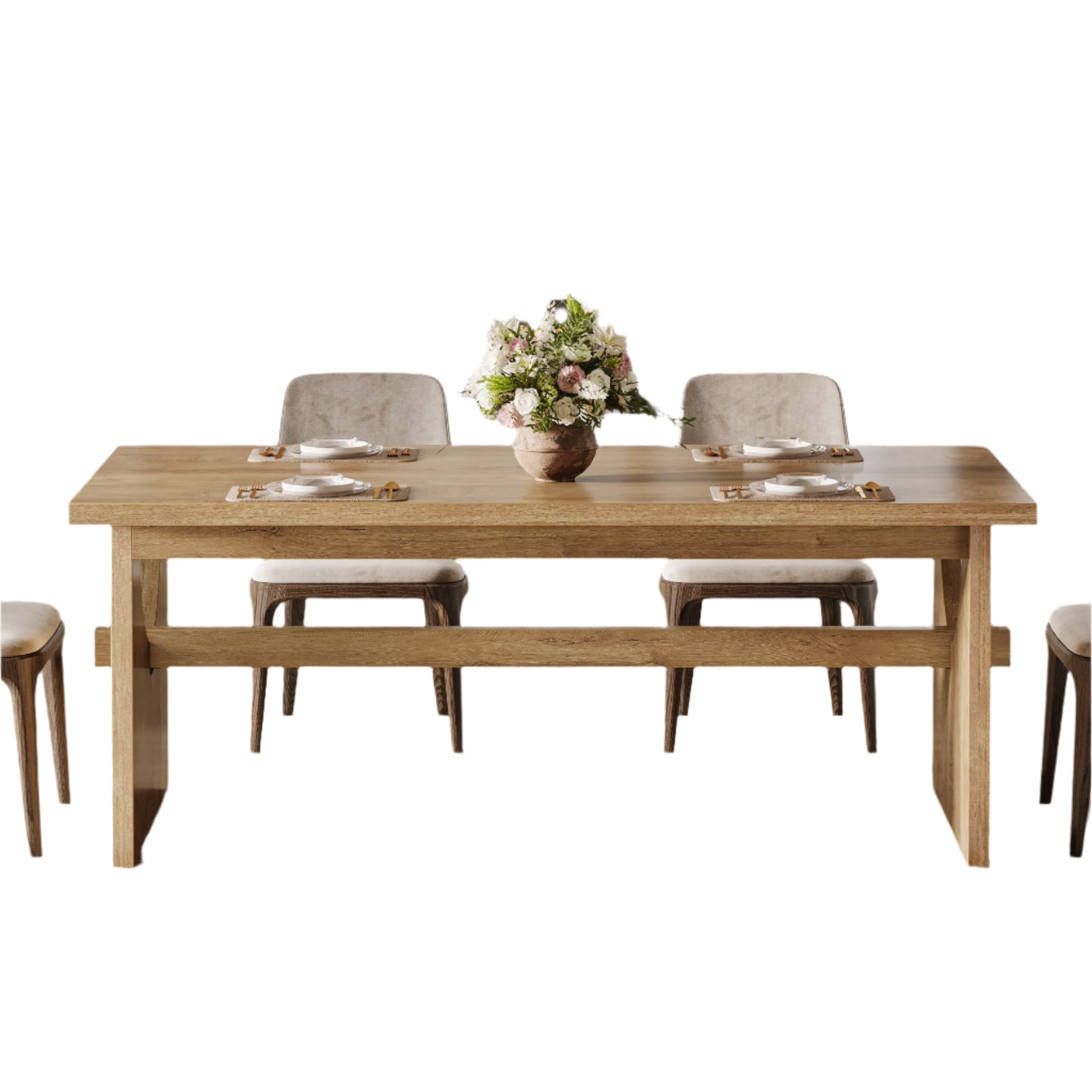 s Farmhouse Dining Table for 4-6 People, 63" Large Rectangular Kitchen