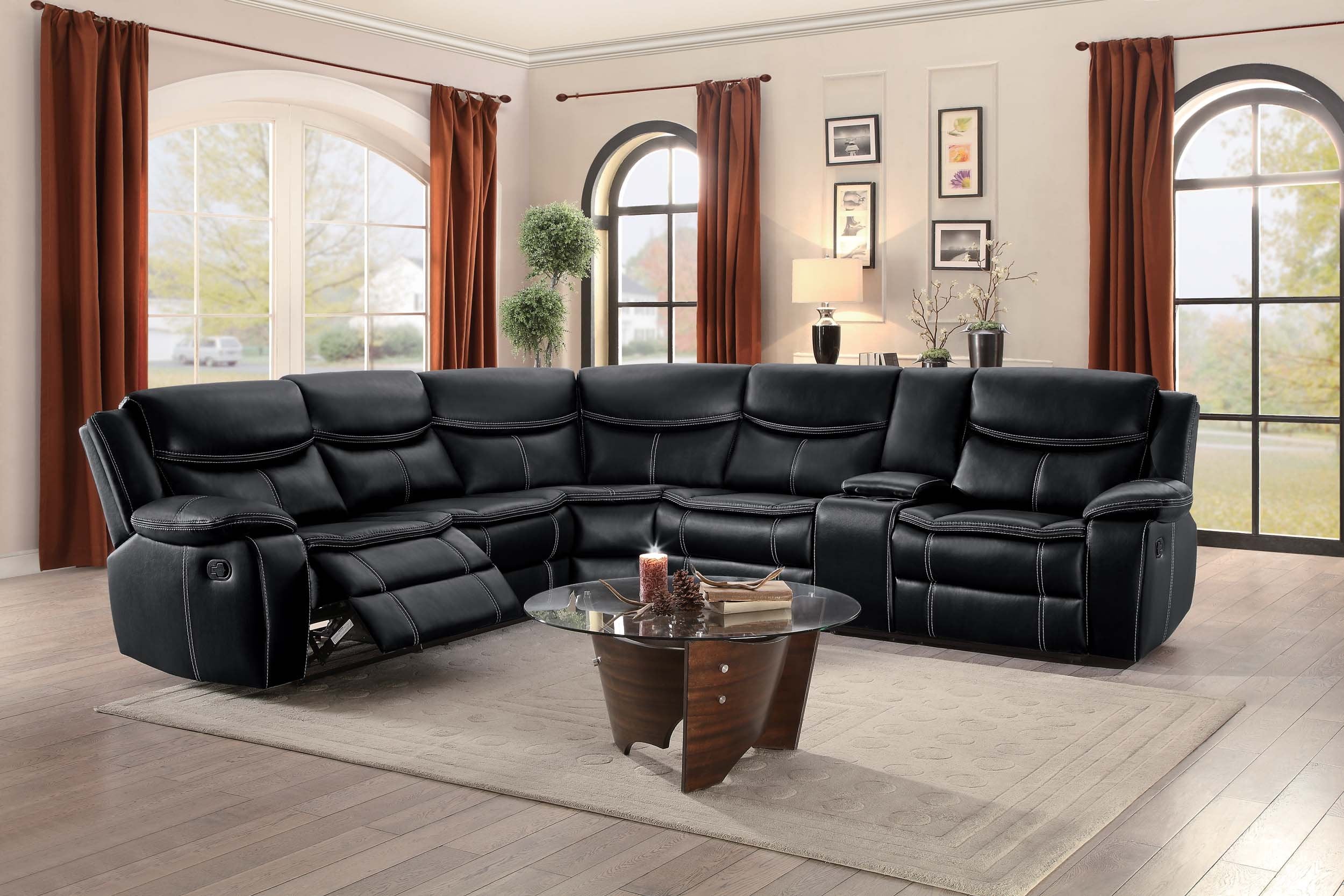 Bastrop Reclining Sectional Sofa (Manual), Black