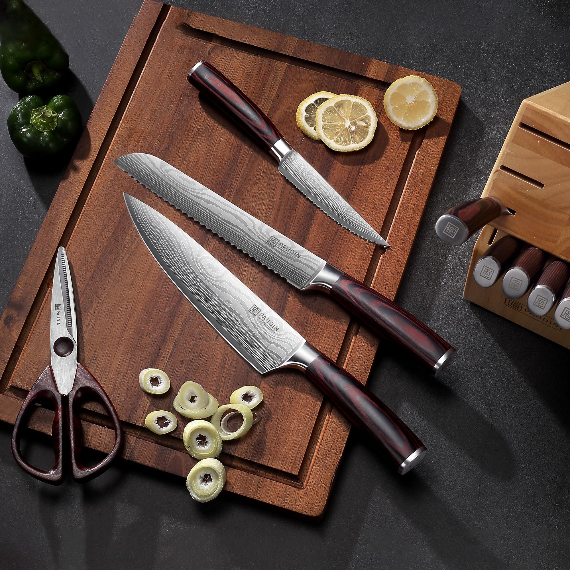 Kitchen Knife Set with Block, 14 Pieces Knife Sets for Kitchen with Block