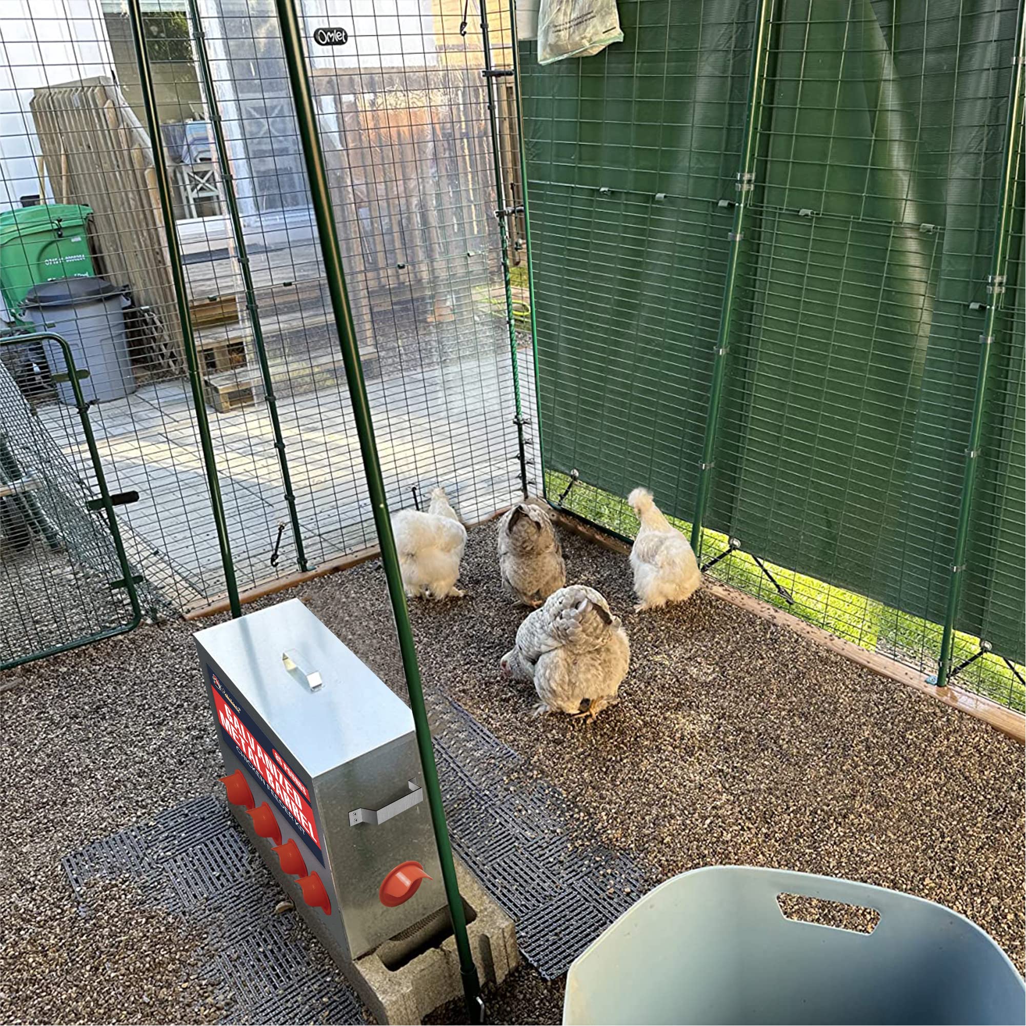 Large Capacity 85lbs Automatic Metal Poultry Feeder Set, Chicken Galvanized Trough