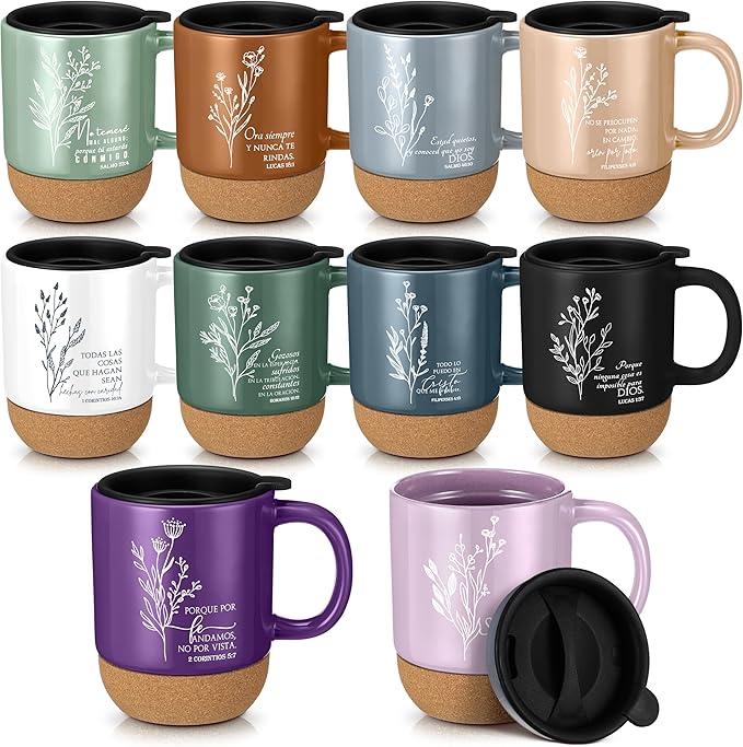10 Pcs Christian Mugs Bulk Set Father's Day Gift Inspirational Bible Verse Coffee Mug