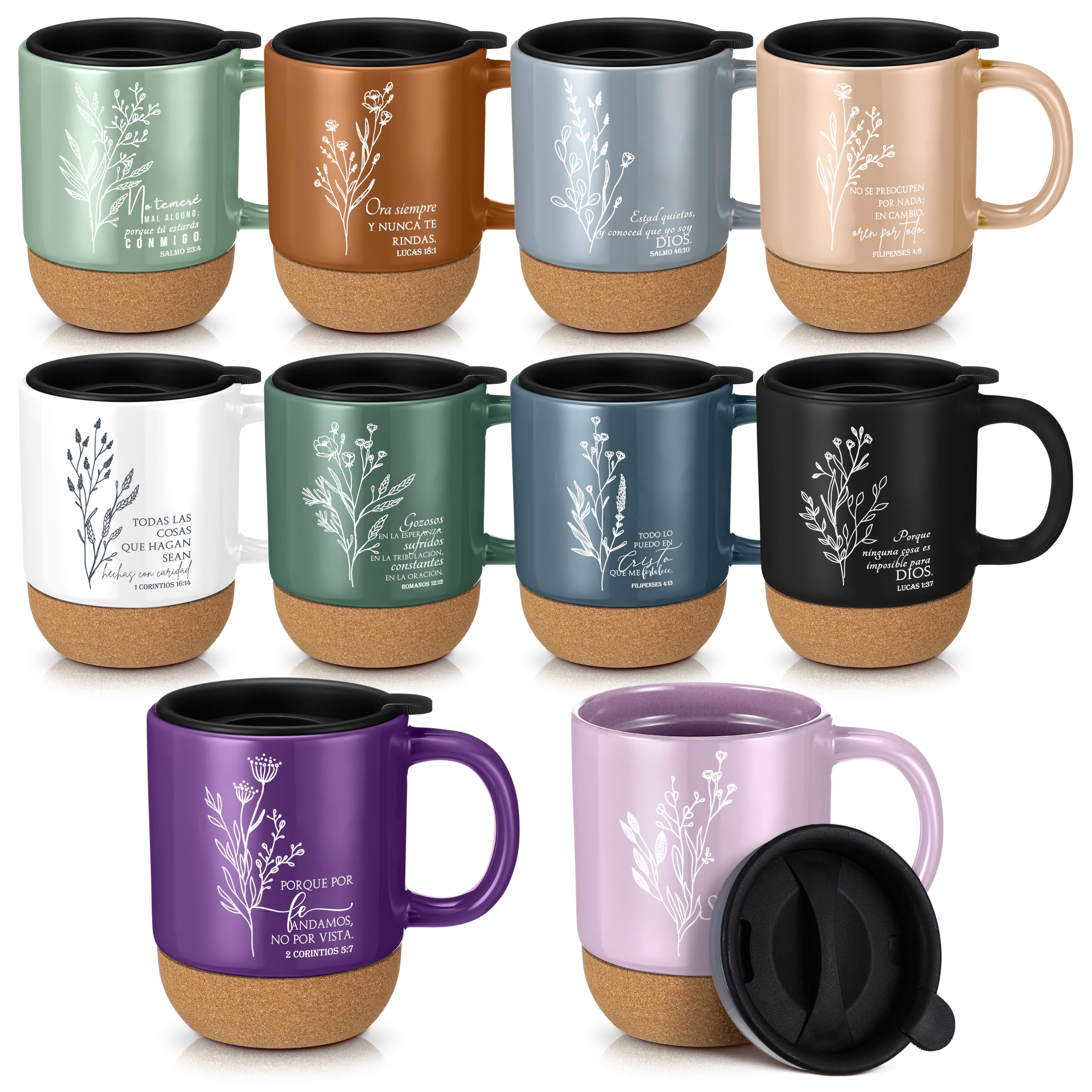 10 Pcs Christian Mugs Bulk Set Father's Day Gift Inspirational Bible Verse Coffee Mug