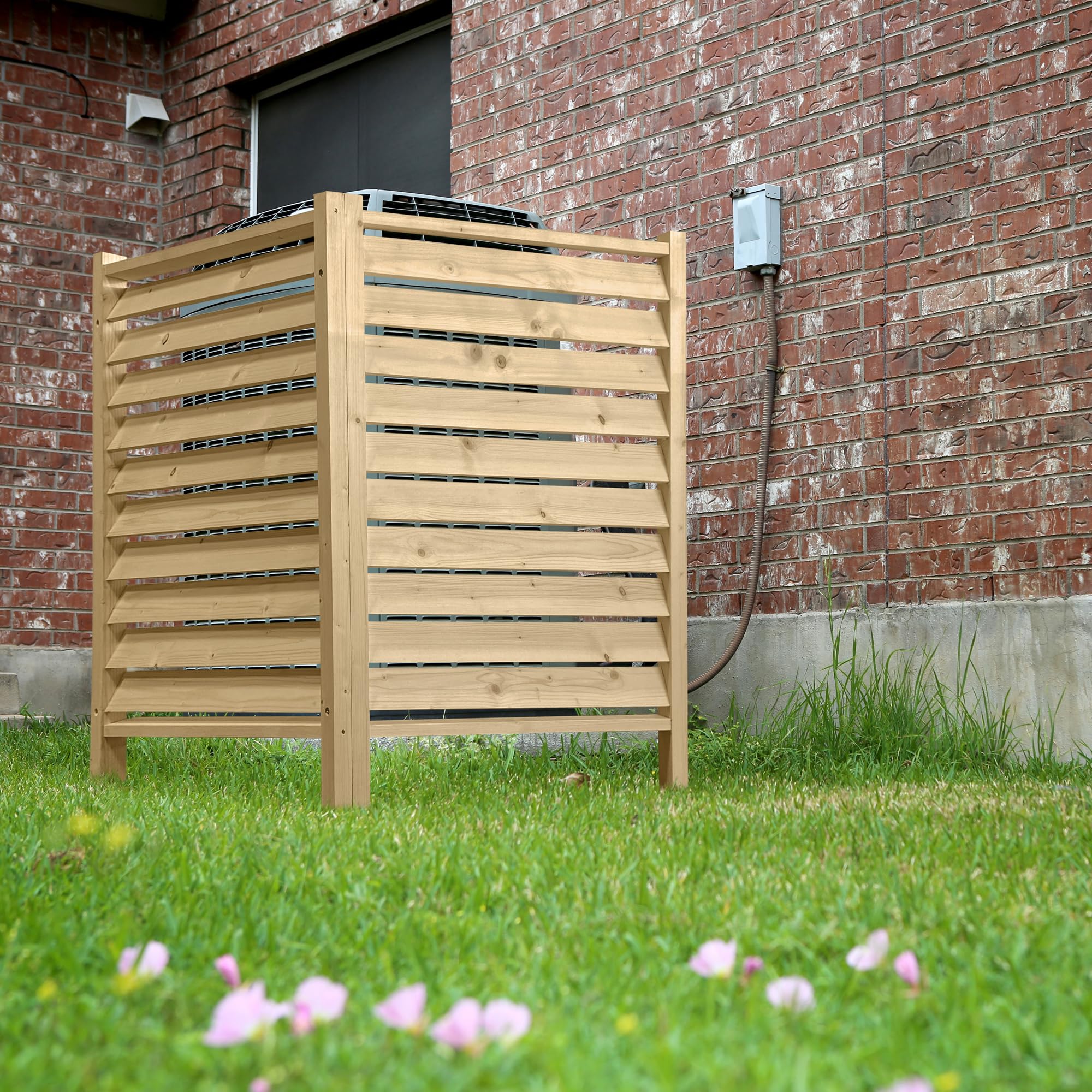 2-Panel Privacy Fence Screen for AC Unit 38" H x 31" W – Attractive Real Wood