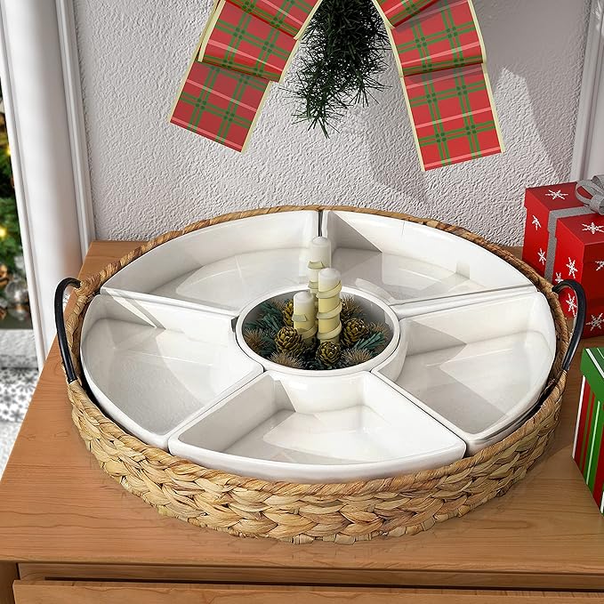 Serving Tray and Serving Dishes, RANDEFURN 7-Set Gold Platters