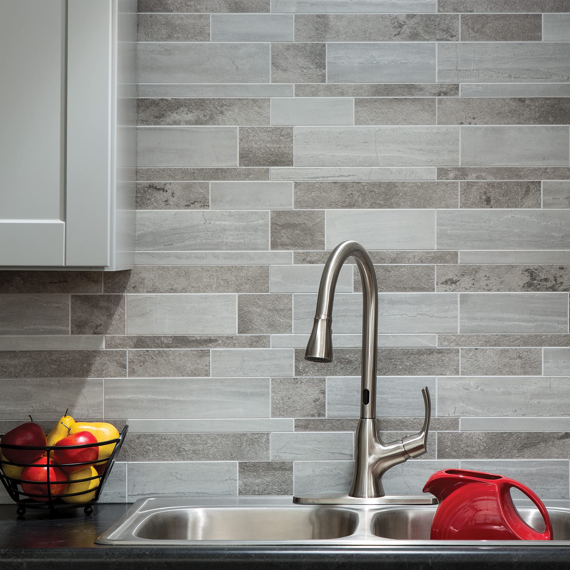 Peel and Stick Collage Tile in Mixed Gray Corridor (15 Sq Ft Kit)