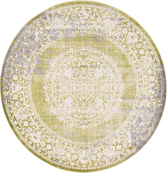 New Classical Collection Area Rug - Olwen (8'Round, Purple/ Gray)