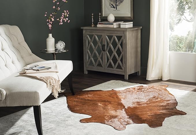 Cow Hide Collection Area Rug - 5'6" x 6'6", Black & White