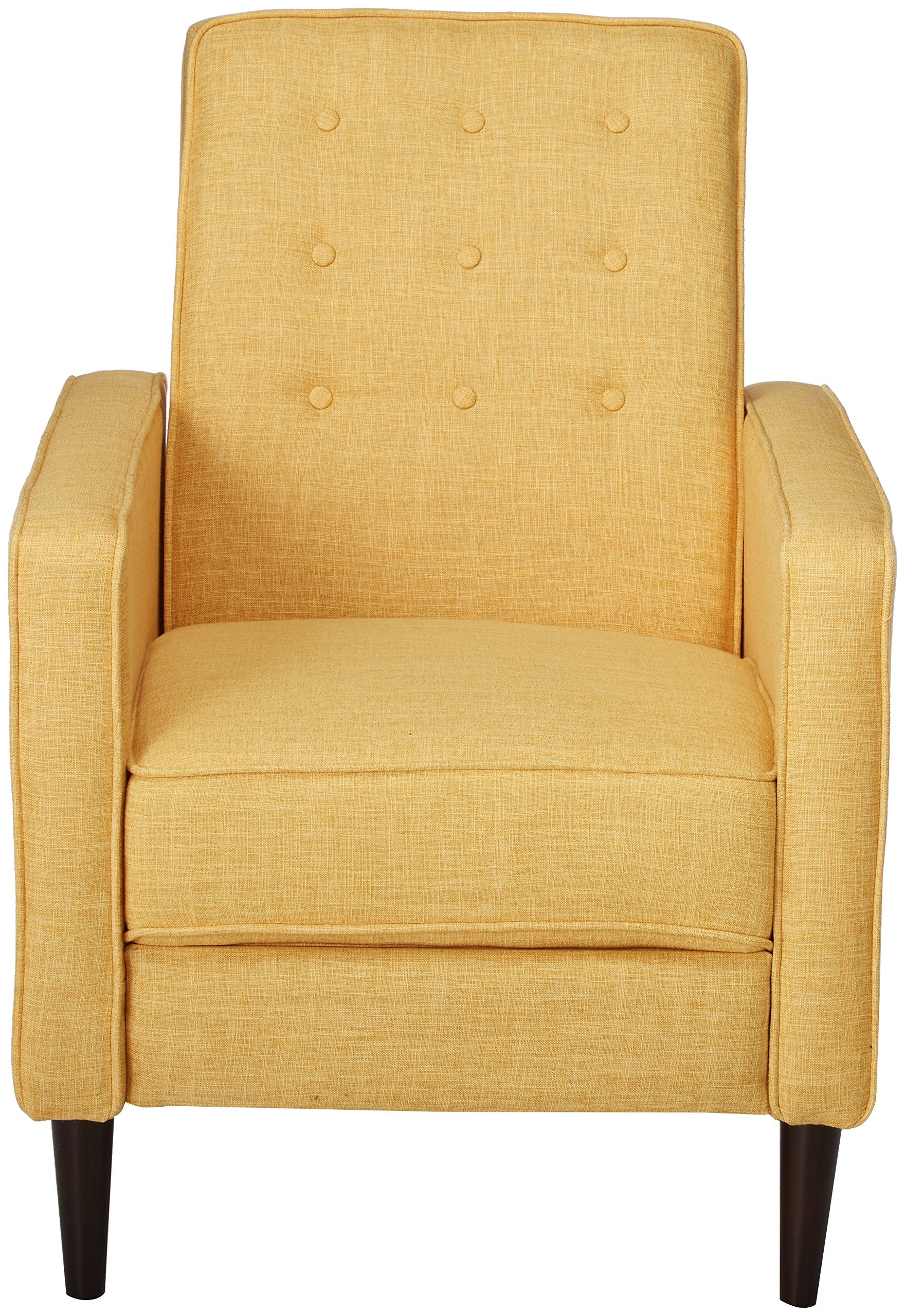 Mason Mid-Century Modern Tuft Back Recliner (Qty of 1, Fabric/Muted Yellow).