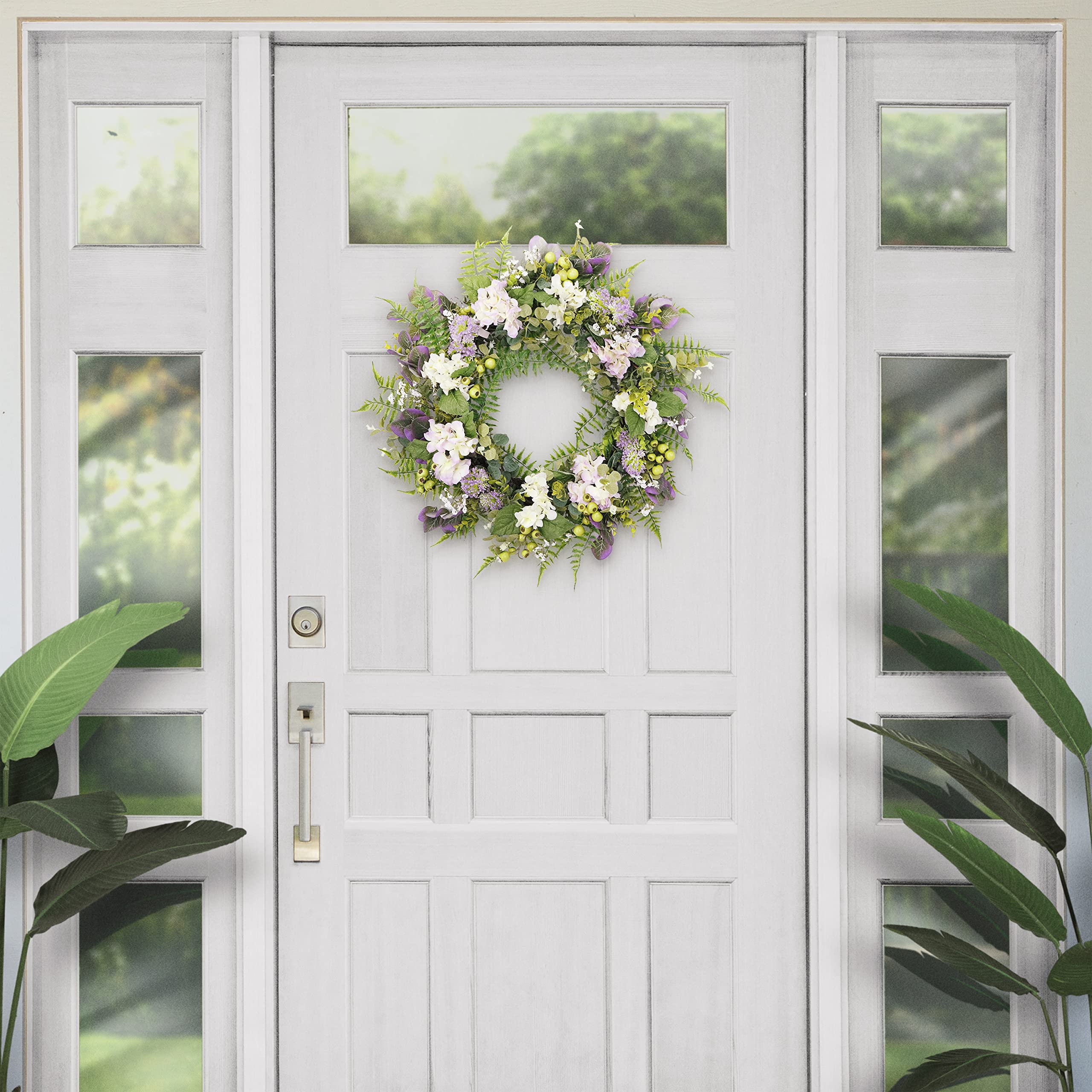 30'' Artificial Hydrangea Floral Spring Door Wreath, Multicolor (2601-W30)