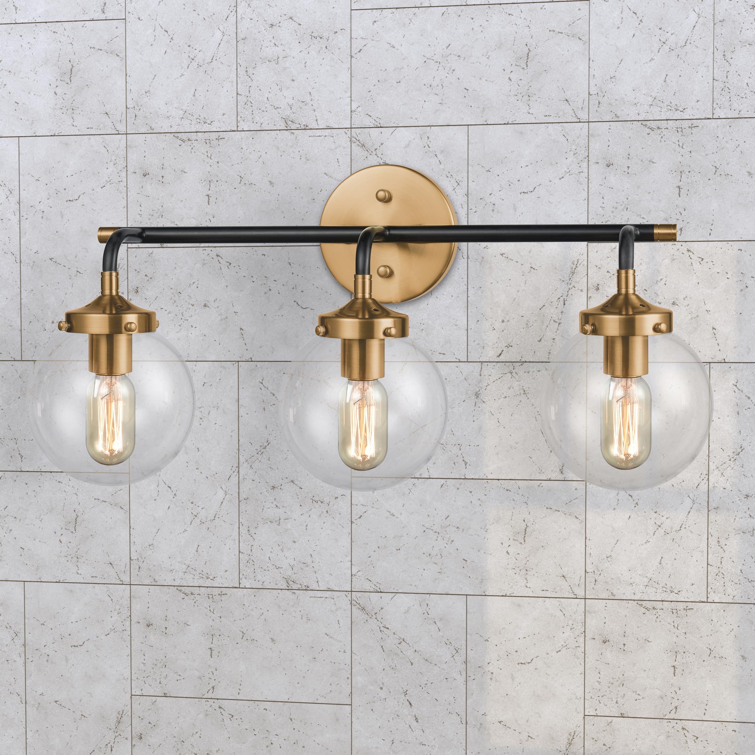 Boudreaux Vanity Light - 3-Light in Matte Black Finish, with Clear Glass