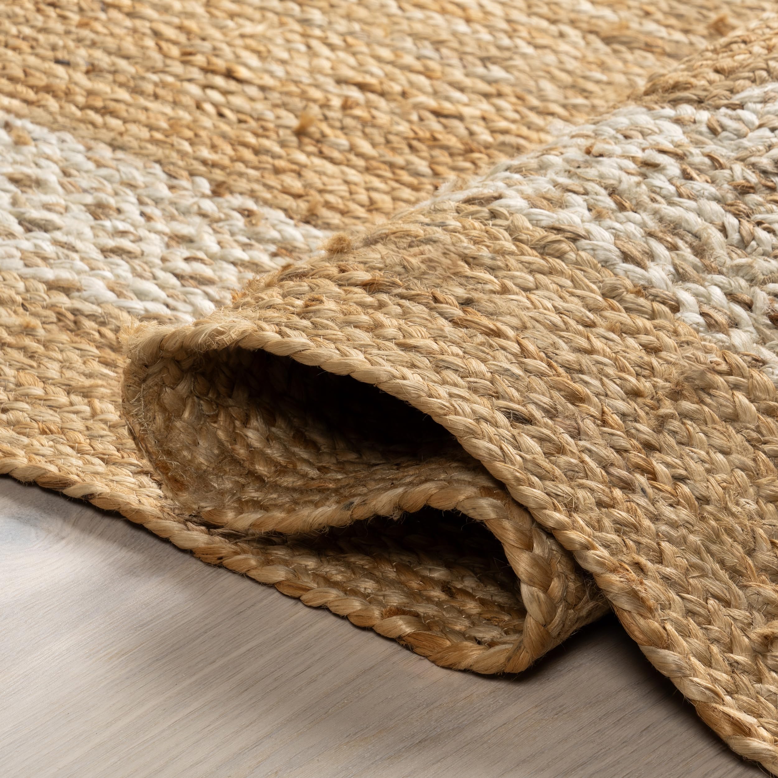 nuLOOM Louisa Jute Bordered Area Rug - 5x8 Farmhouse Natural/Ivory Neutral Dining/Living Room Rug