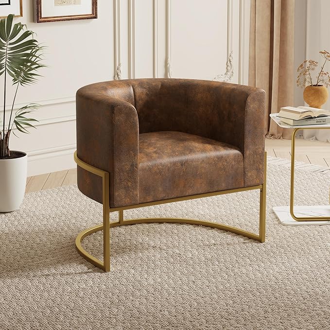 Velvet Accent Chair Navy Modern Comfy Upholstered Barrel Chair Padded Seat