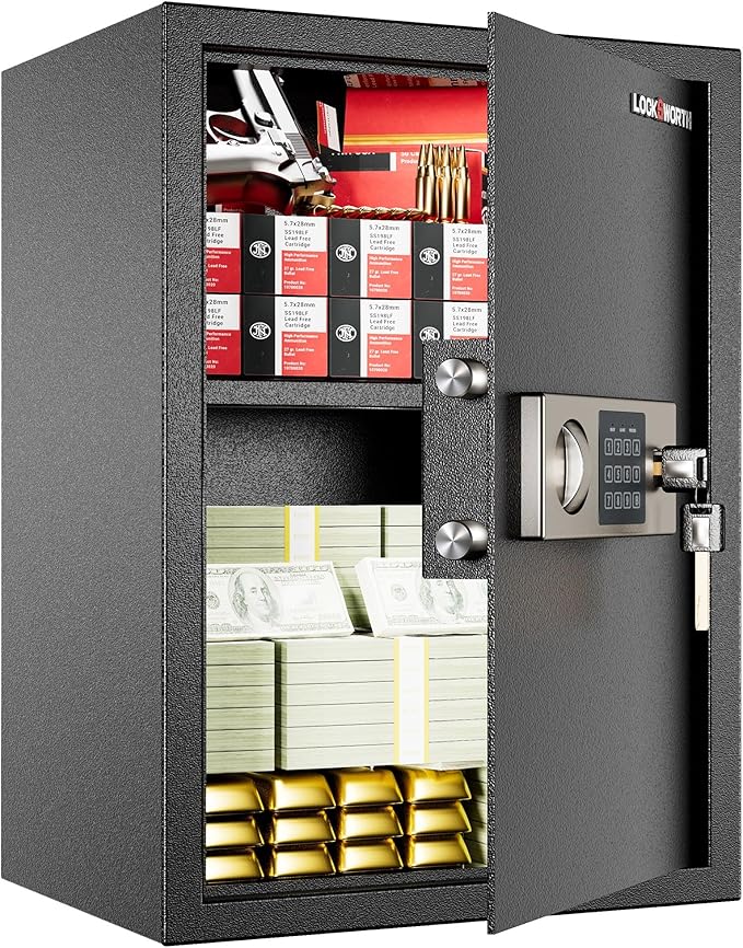 Locksworth Safe for Home, 0.6 Cubic Feet Safety Box, Lock Box for Money, Jewelry