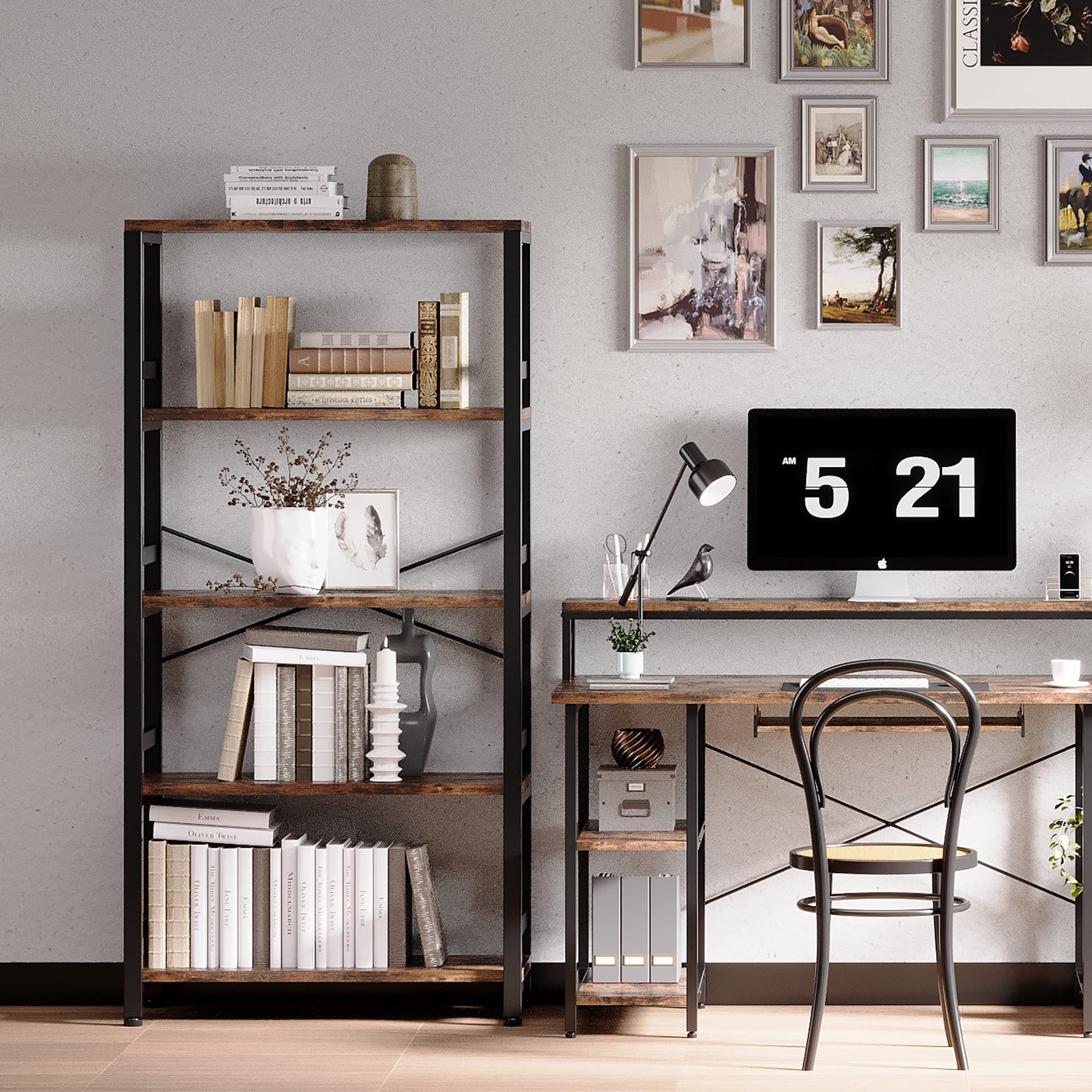 Bookshelves and Bookcases, 31.5in Wide Shelf 5-Tier Ladder
