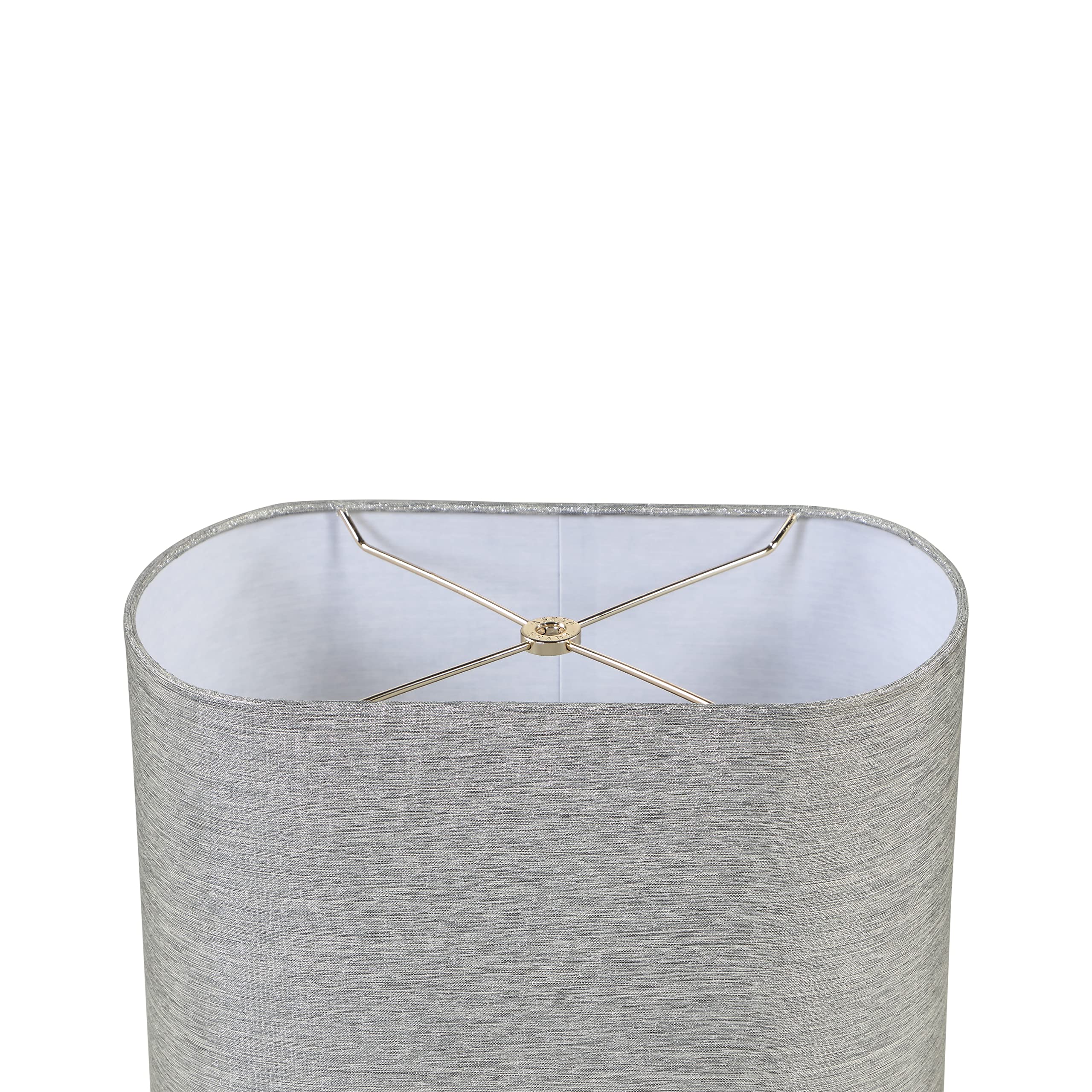 37002 Contemporary Oval Hardback Shaped Spider Construction Lamp Shade in Sliver Grey