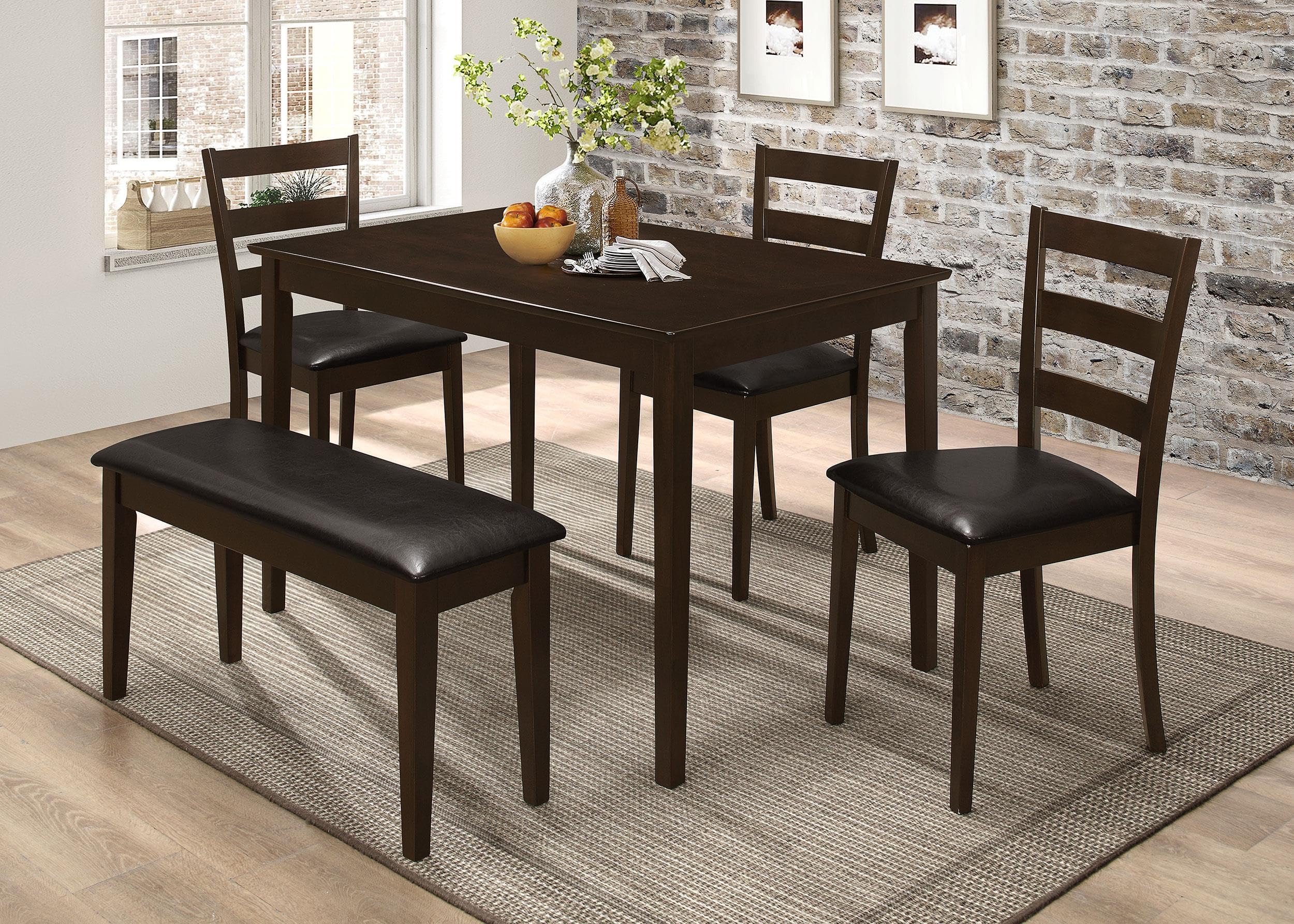 Taraval 5-piece Dining Set with Bench Cappuccino and Dark Brown