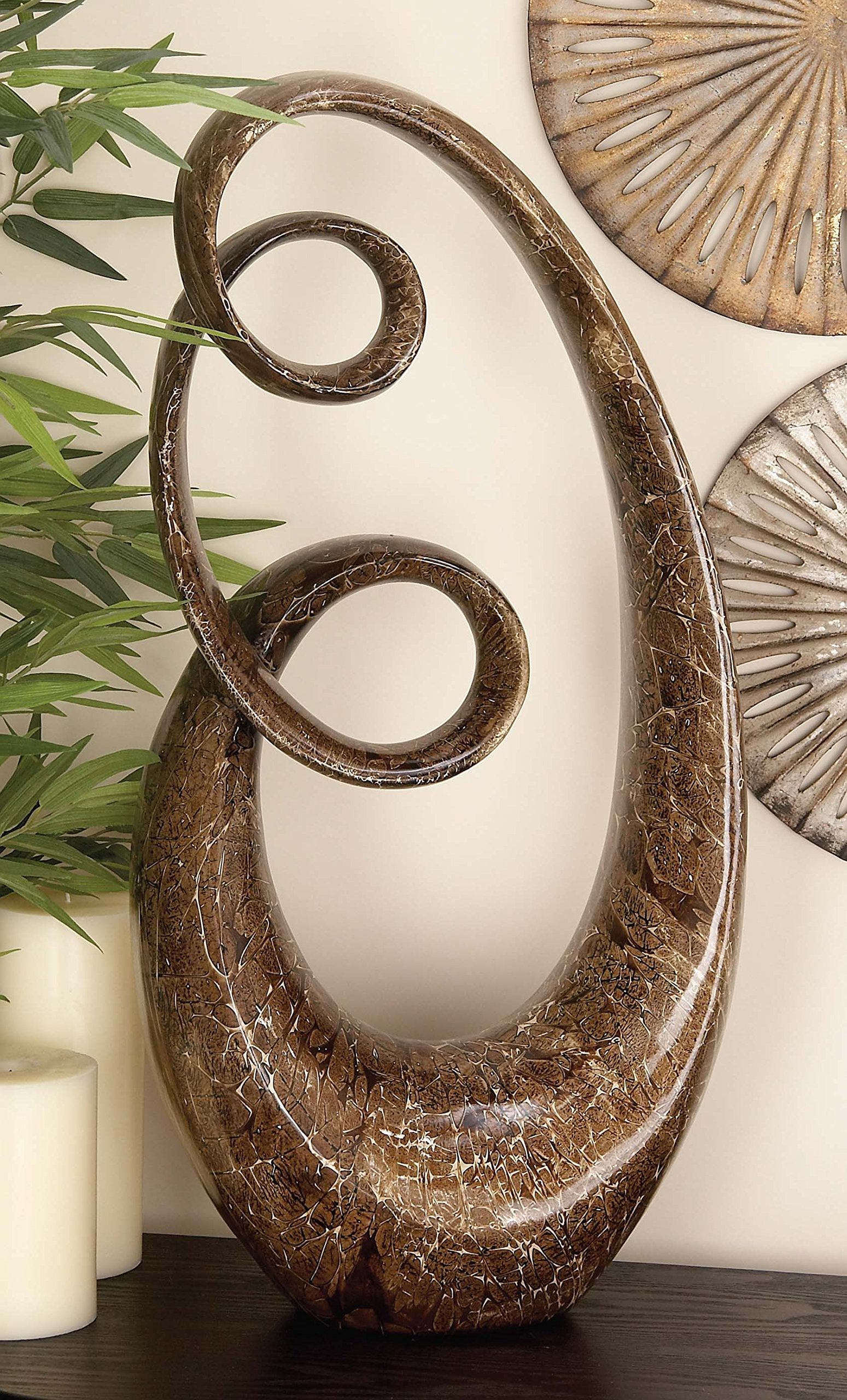 Abstract Decorative Sculpture Swirl Home Decor Statue, Accent Figurine 14" x 8" x 31"