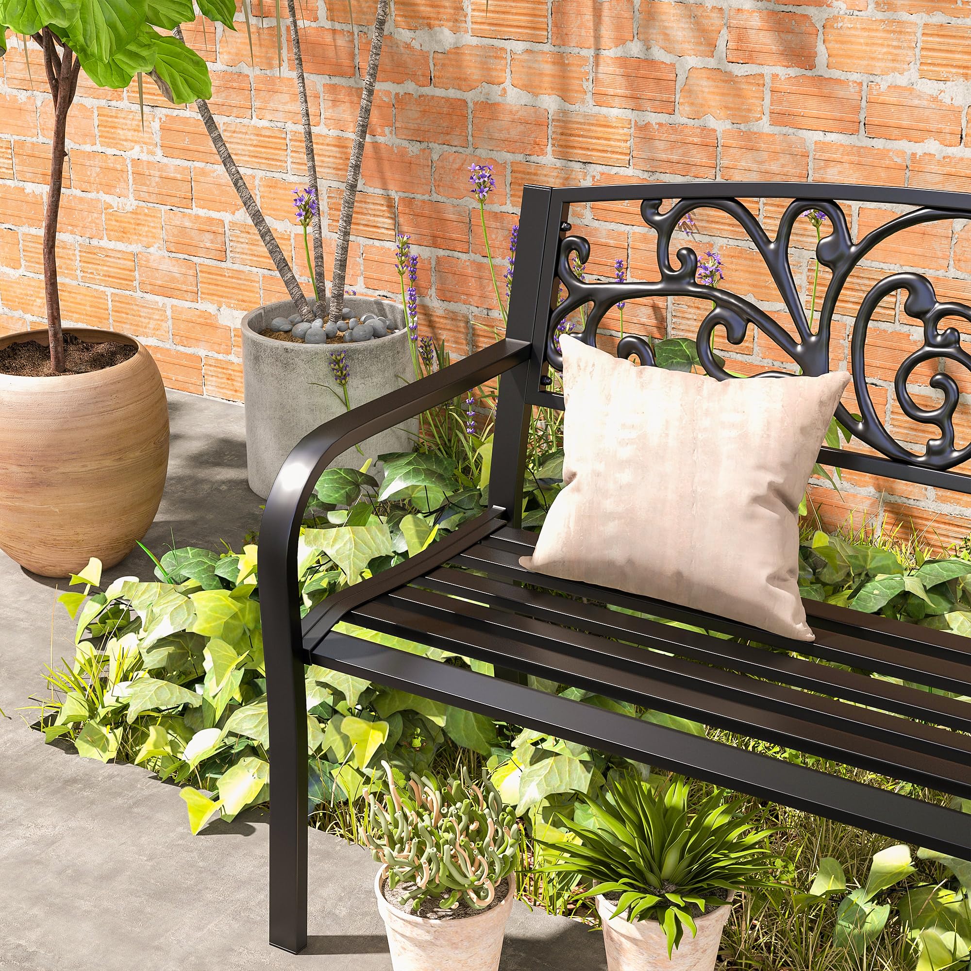 50" Blossoming Garden Decorative Patio Park Bench