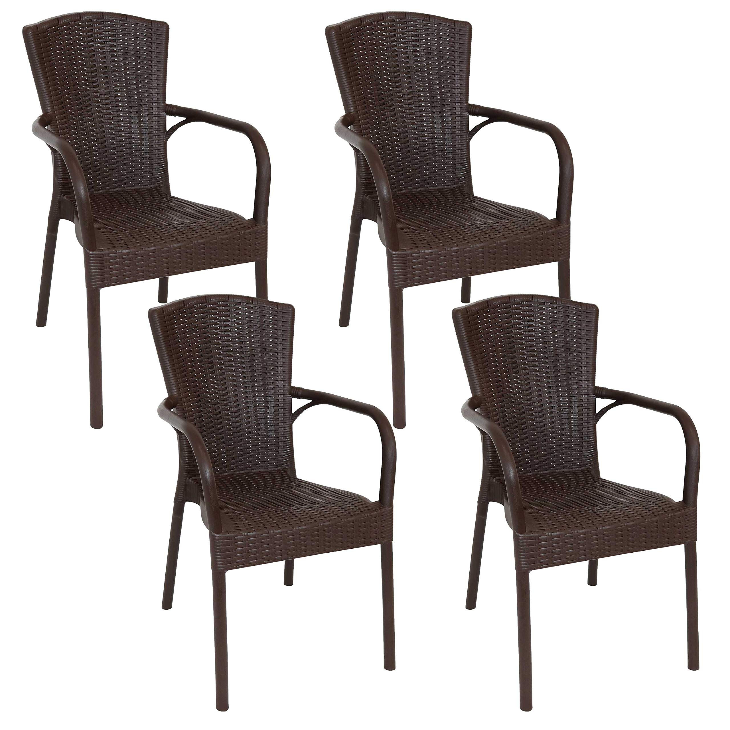 Segesta All-Weather Faux Wicker Plastic Dining Chair - Commercial Grade - Indoor/Outdoor