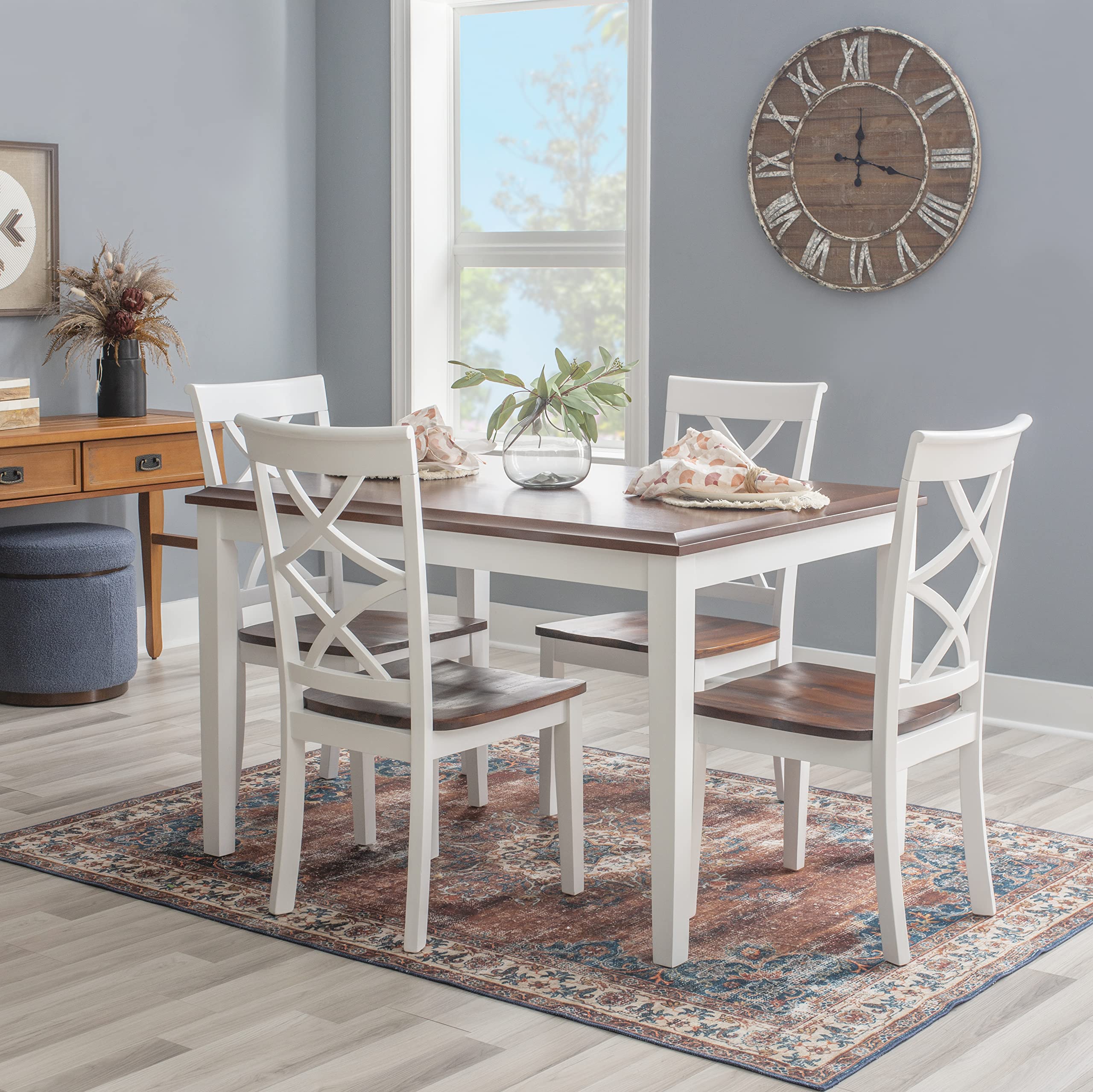 5 Piece Harrison Dining Set, Cherry/White
