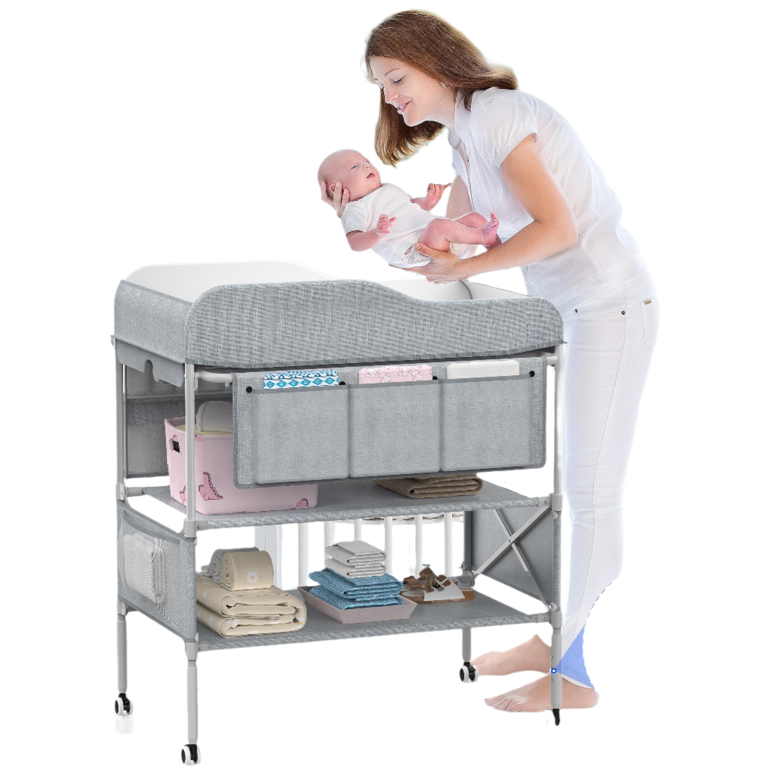 Changing Table, Foldable Changing Table Dresser Baby Changing Station