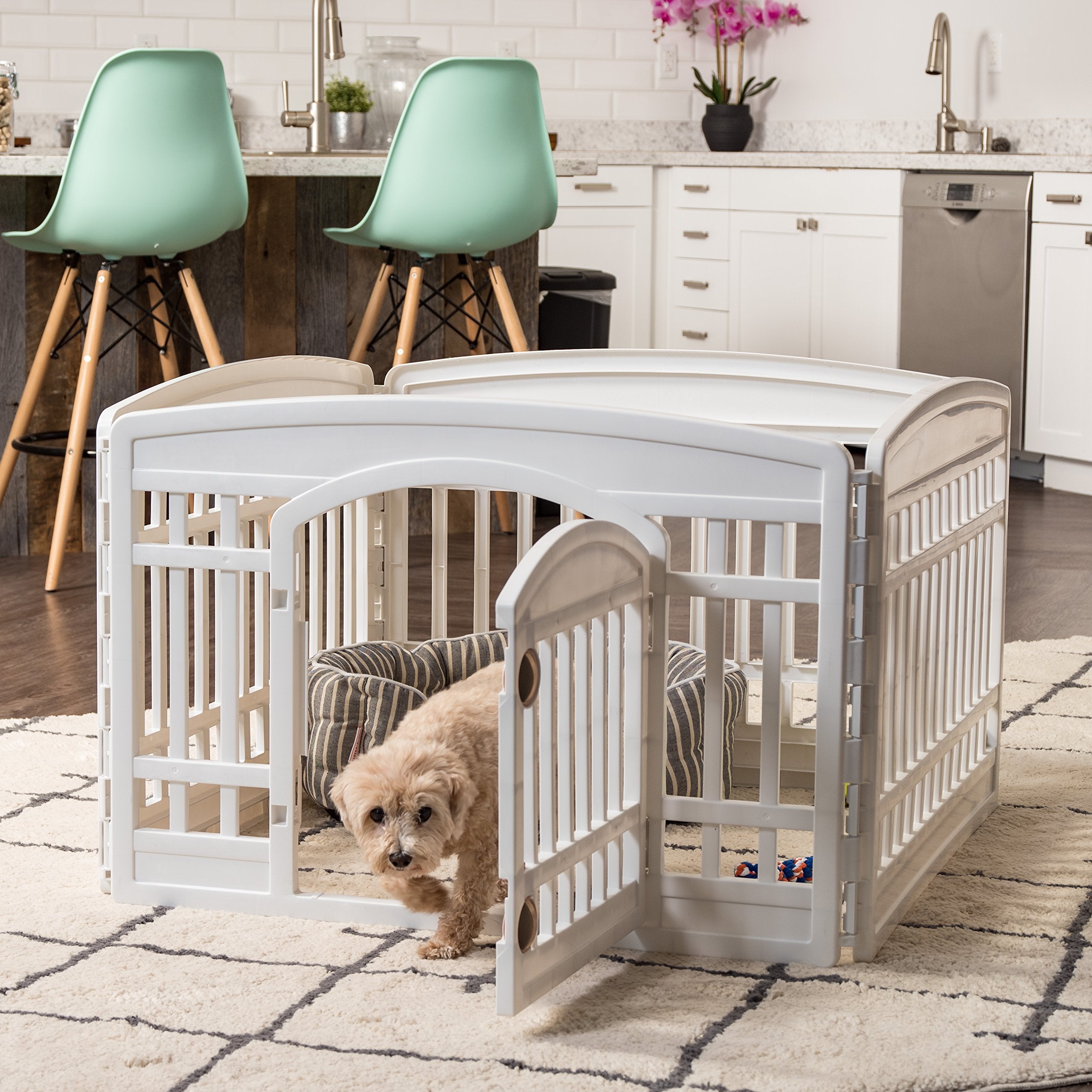 USA 24" 4-Panel Dog Playpen with Door, 35 x 35 x 24, Puppy Playpen, Dog Play Pen Indoors