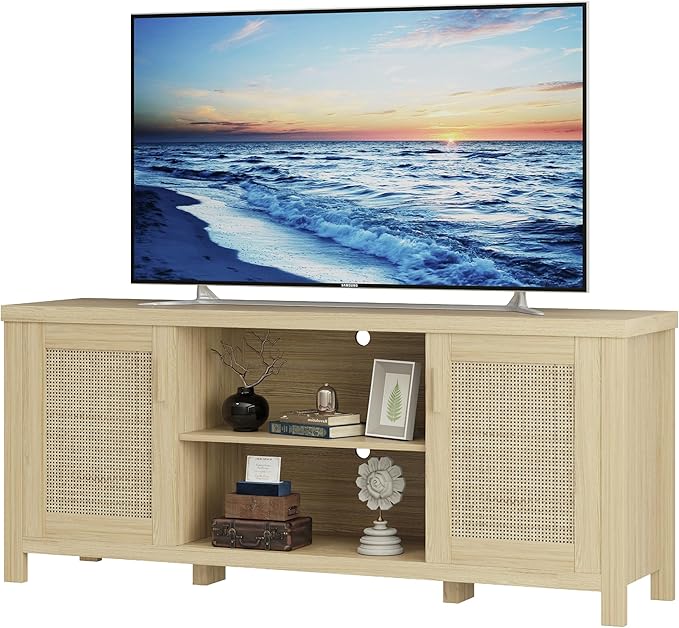 TV Stand for 65 inch TV, Modern Mid Century Entertainment Center with Storage
