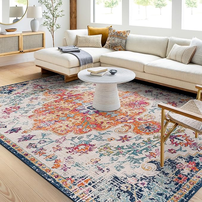 Odelia Vintage Bohemian Area Rug,5'3" x 7'3",Aqua