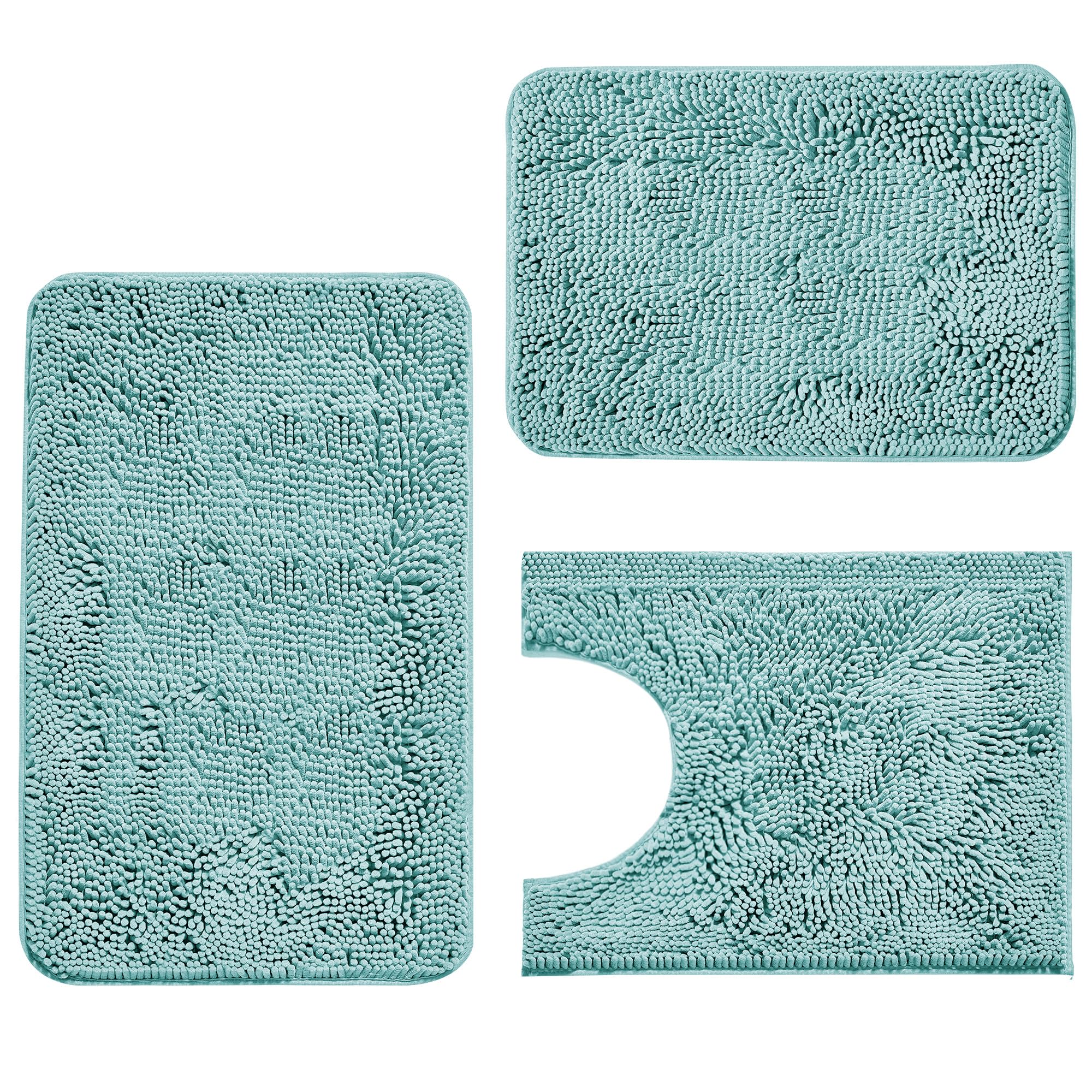 Luxury 3-Piece Bathroom Rug Set – Ultra Soft & Absorbent Chenille Bath Mats – Quick-Dry