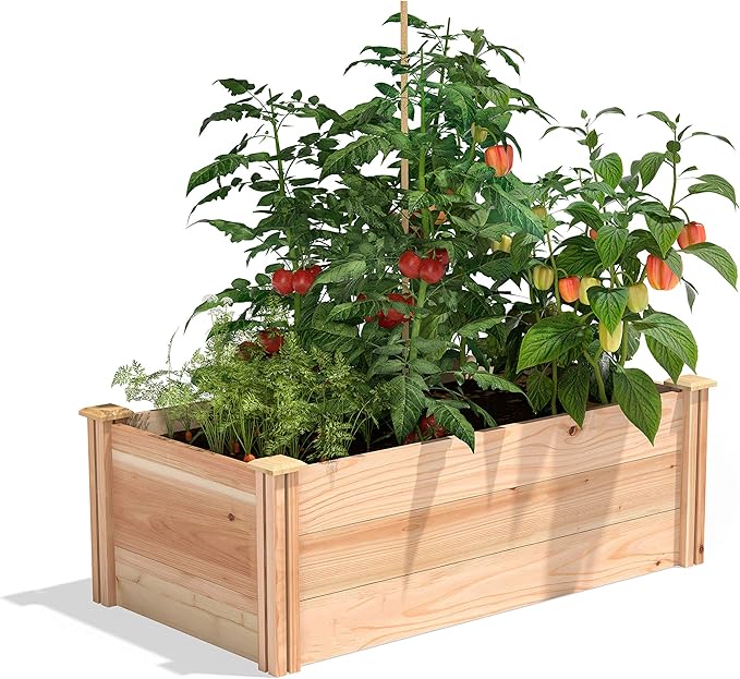Premium Cedar Raised Garden Bed, 2' x 4' x 16.5" - Made in USA with North American
